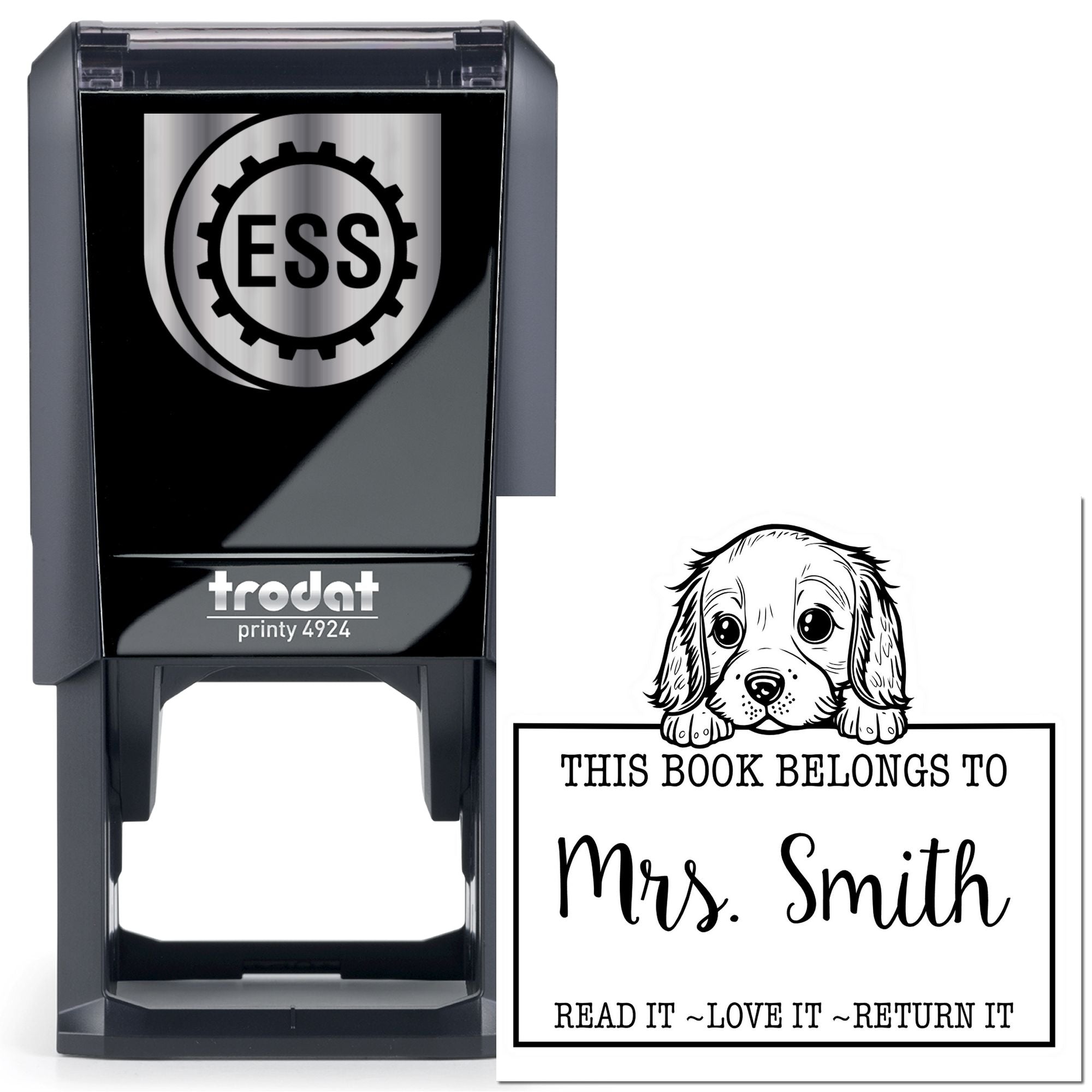 Self-Inking English Cocker Spaniel Personalizable This Book Belongs To Stamp - Engineer Seal Stamps