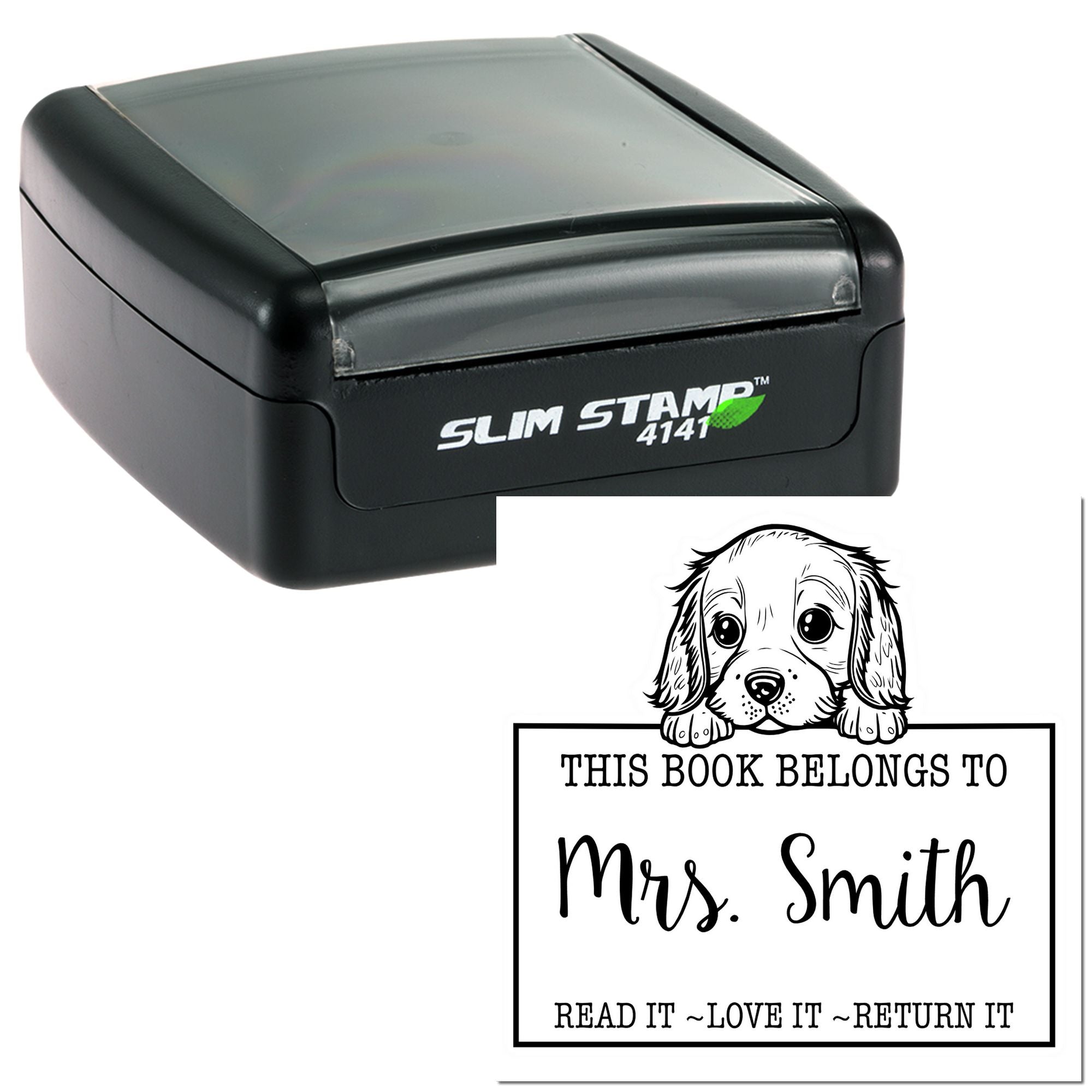Slim English Cocker Spaniel Custom-Made Name For Books Stamp - Engineer Seal Stamps