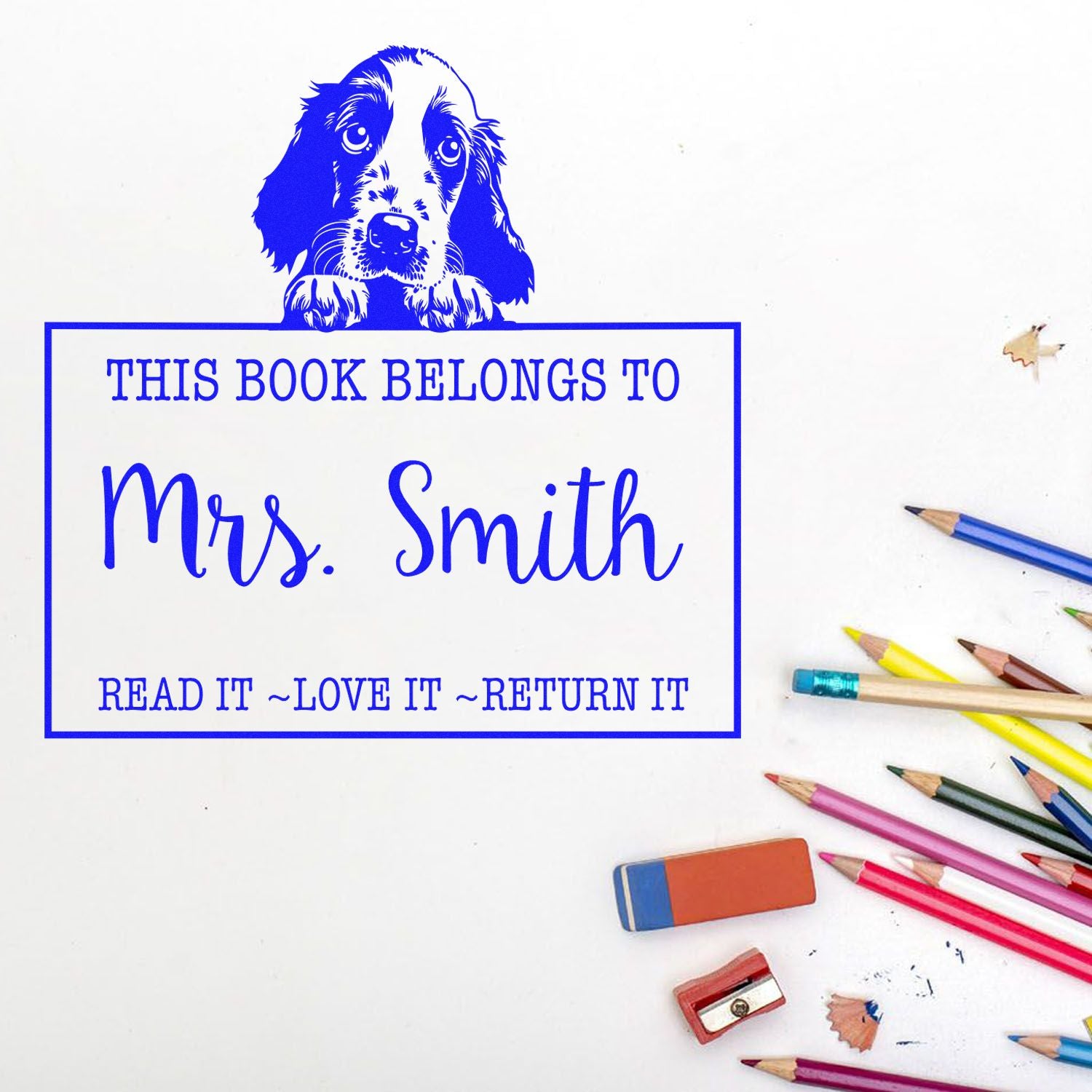 Self-Inking English Setter Personalized Bibliophile Stamp - Engineer Seal Stamps