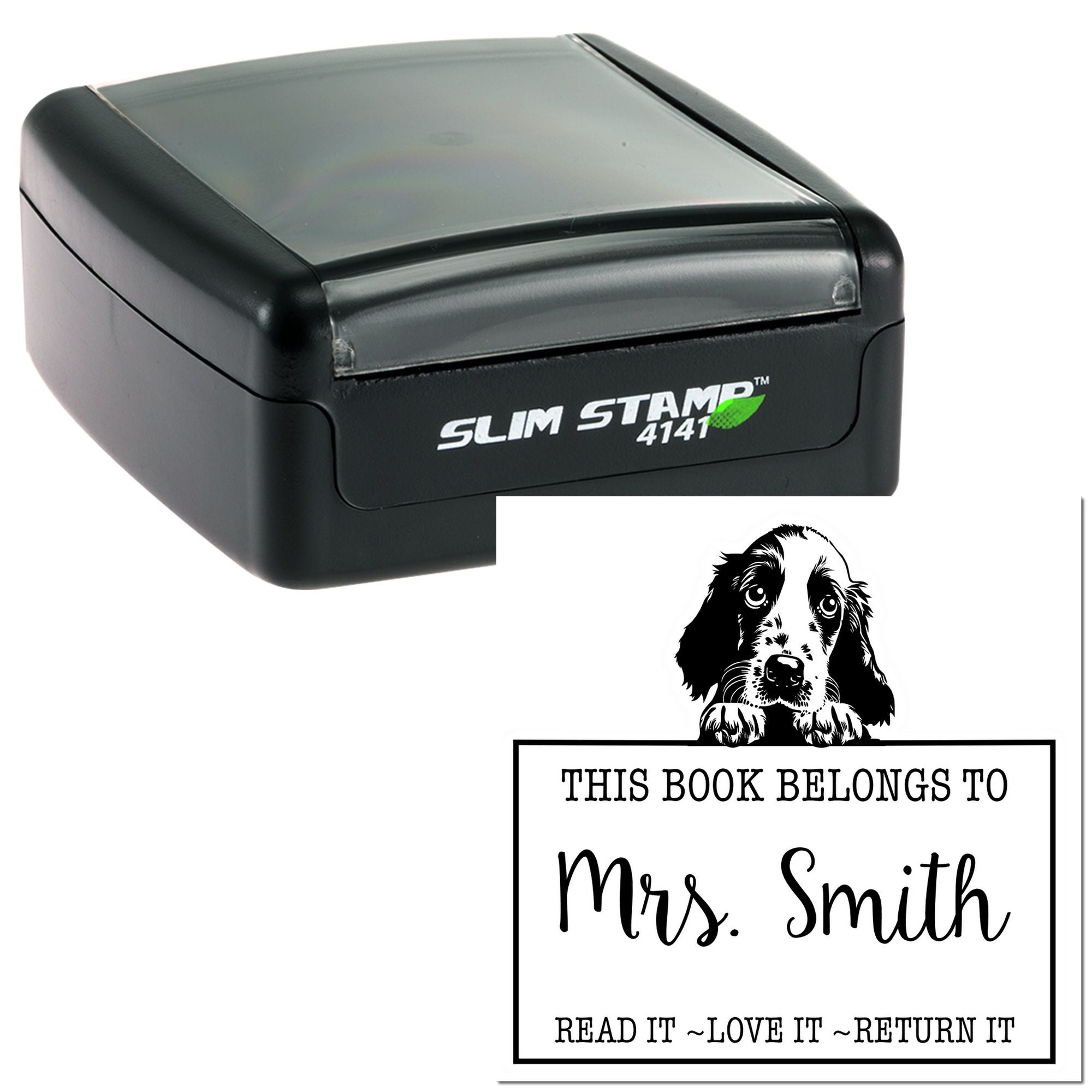 Slim English Setter Custom-Made Library With Name Stamp - Engineer Seal Stamps