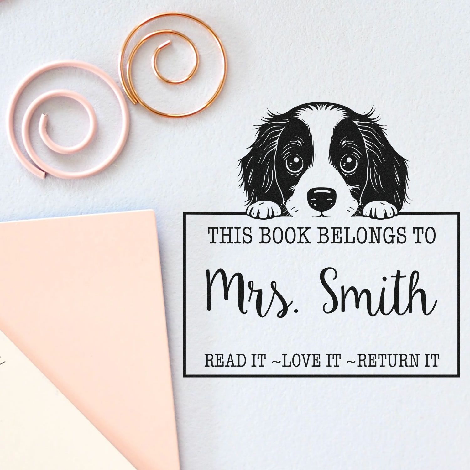 Pre-Inked English Springer Spaniel Custom Read It Love It Return It Library Stamp - Engineer Seal Stamps
