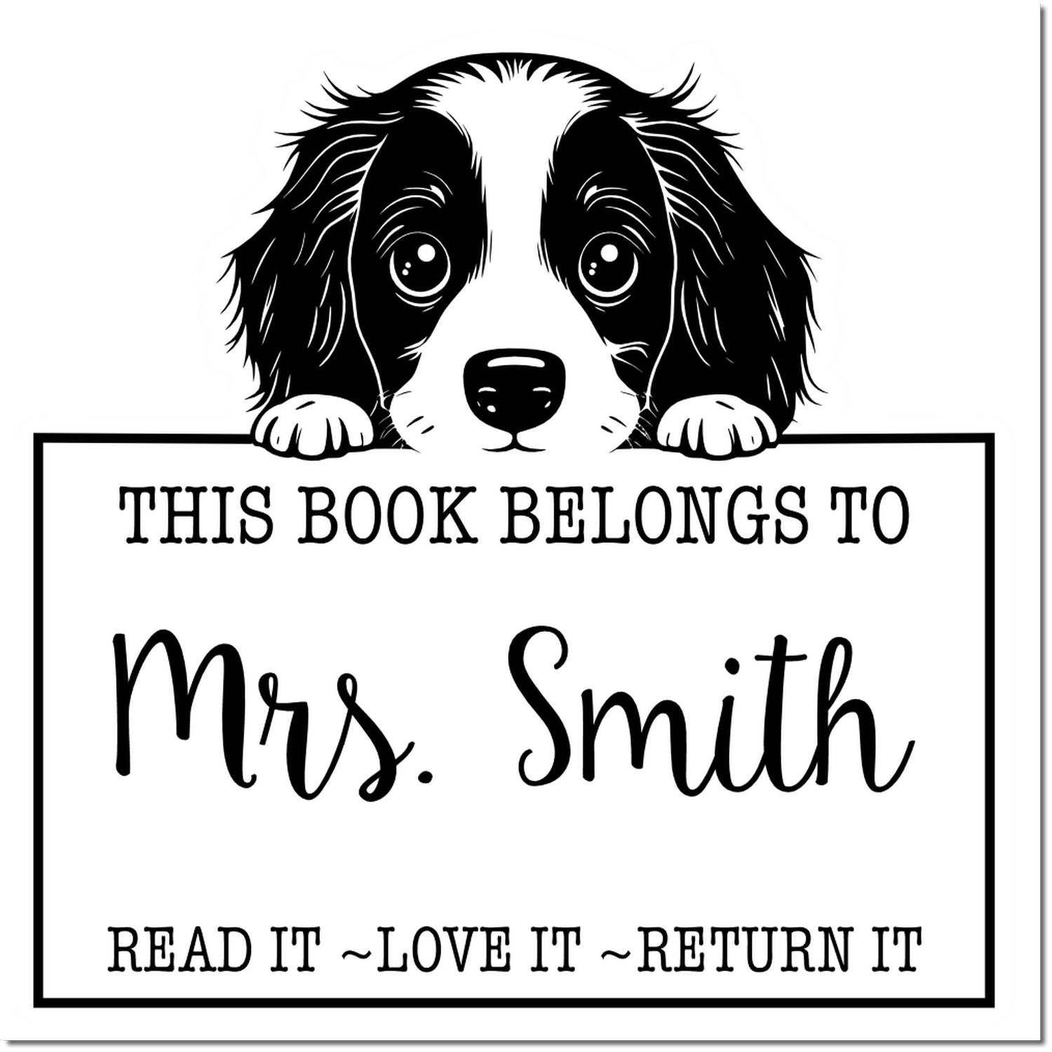 Adorable Self-Inking English Springer Spaniel Personalized Book Borrowing Stamp - Engineer Seal Stamps