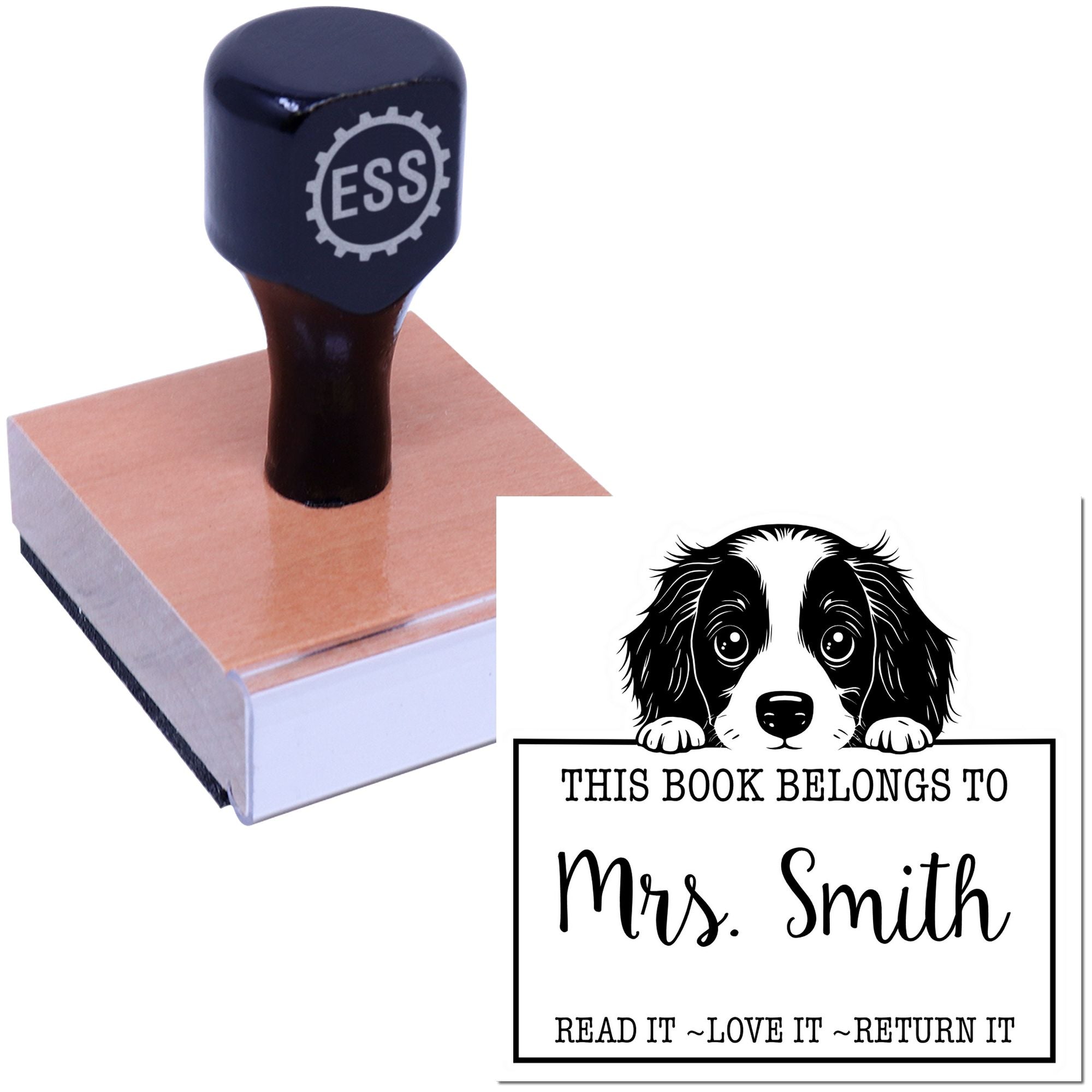 English Springer Spaniel Custom-Made Gift For Book Lovers Rubber Stamp