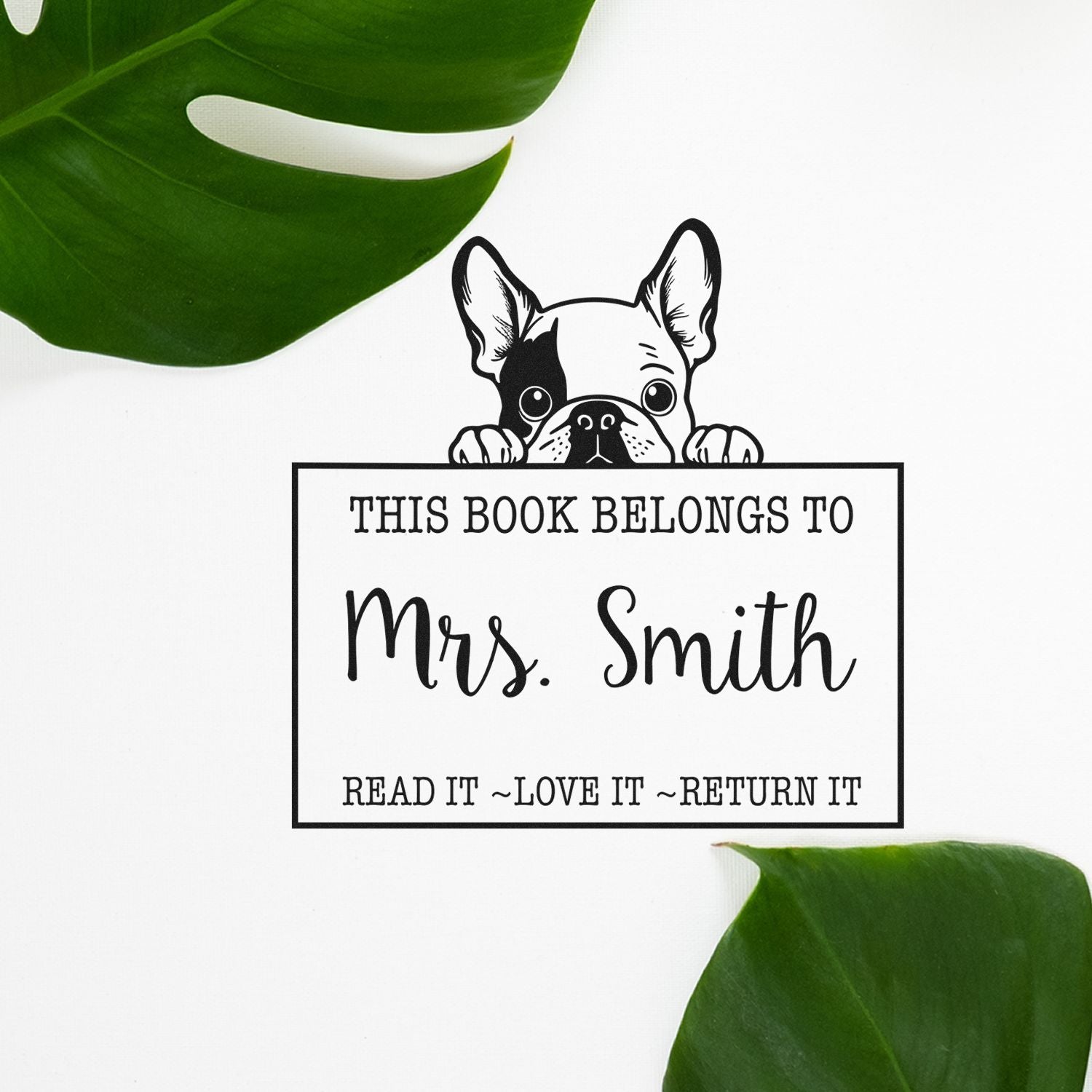 Adorable Self-Inking French Bulldog Personalized Book Circulation Stamp - Engineer Seal Stamps