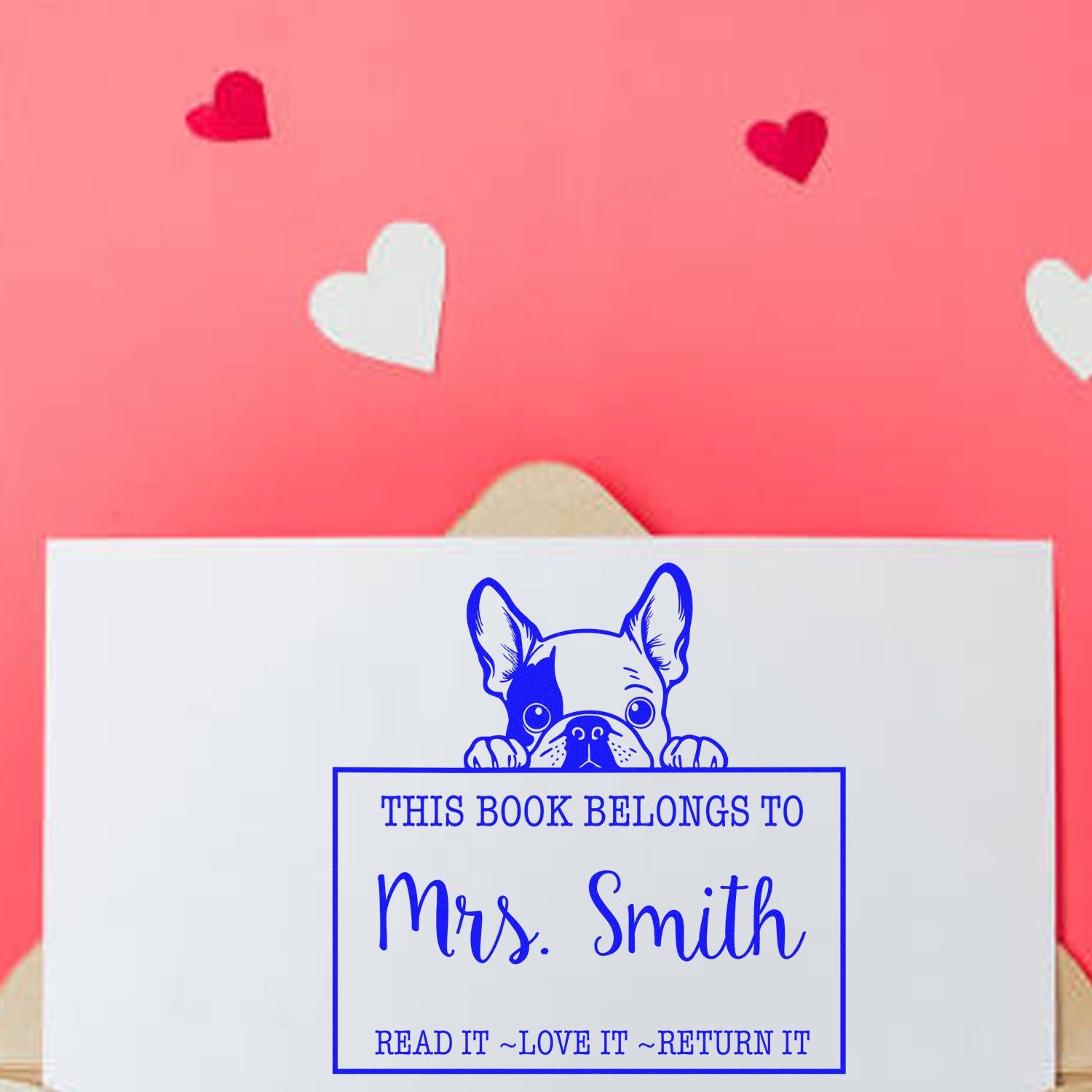 French Bulldog Custom-Made Home Library Rubber Stamp - Engineer Seal Stamps