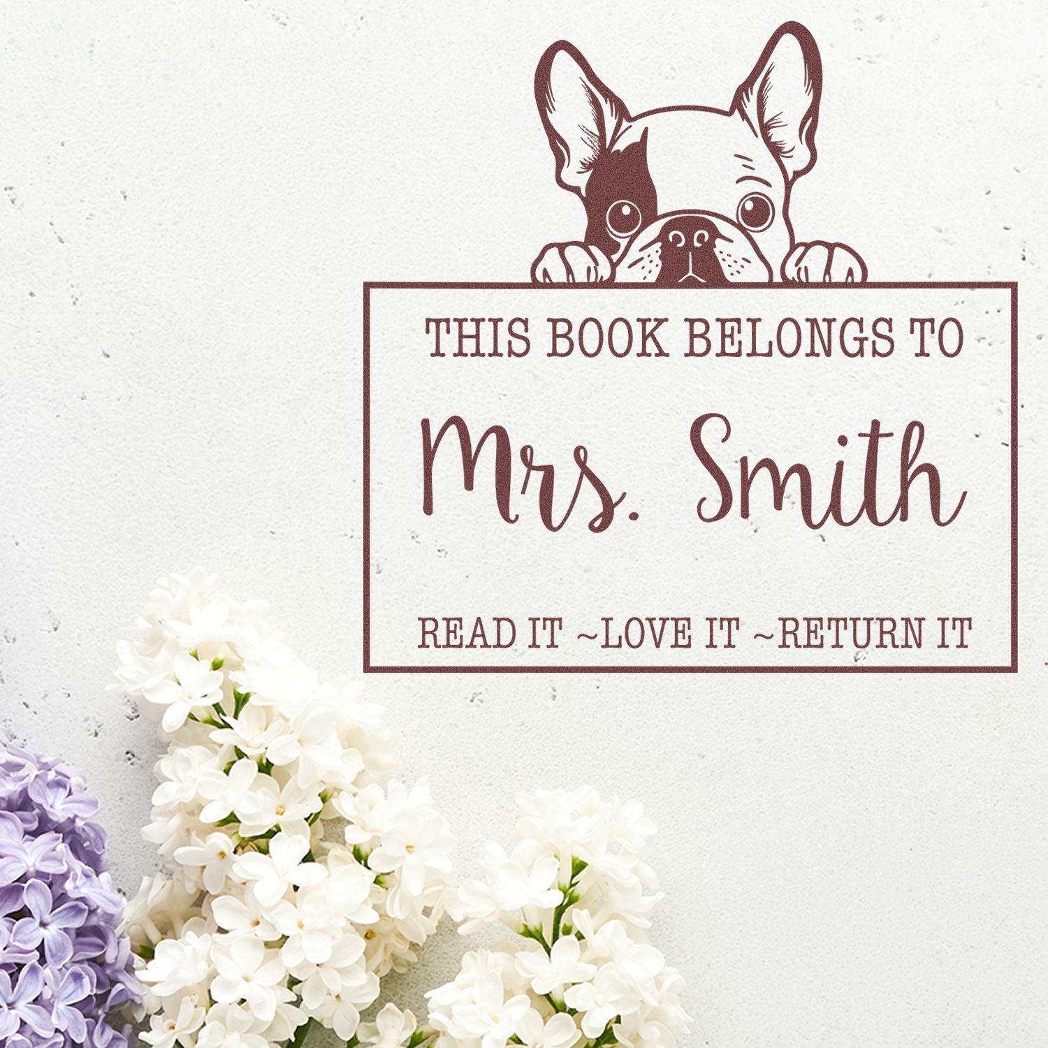 French Bulldog Custom-Made Home Library Rubber Stamp - Engineer Seal Stamps