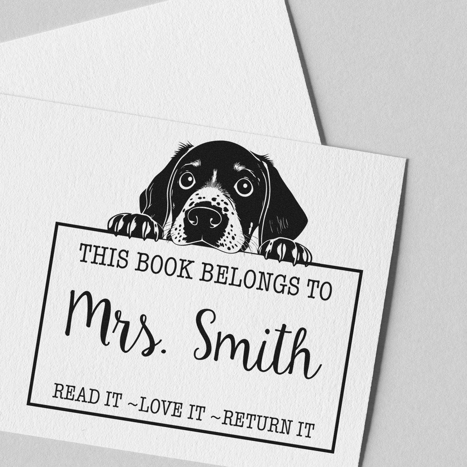 Adorable Self-Inking German Shorthaired Pointer Personalized Book Label Stamp - Engineer Seal Stamps