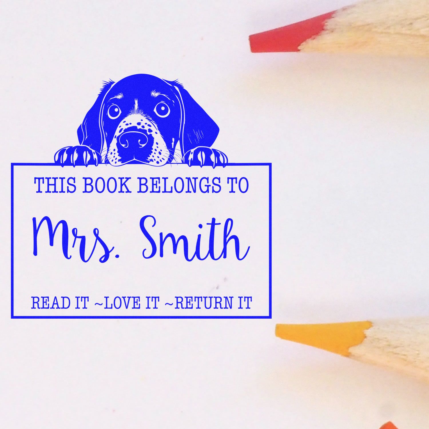 Adorable Self-Inking German Shorthaired Pointer Personalized Book Label Stamp - Engineer Seal Stamps