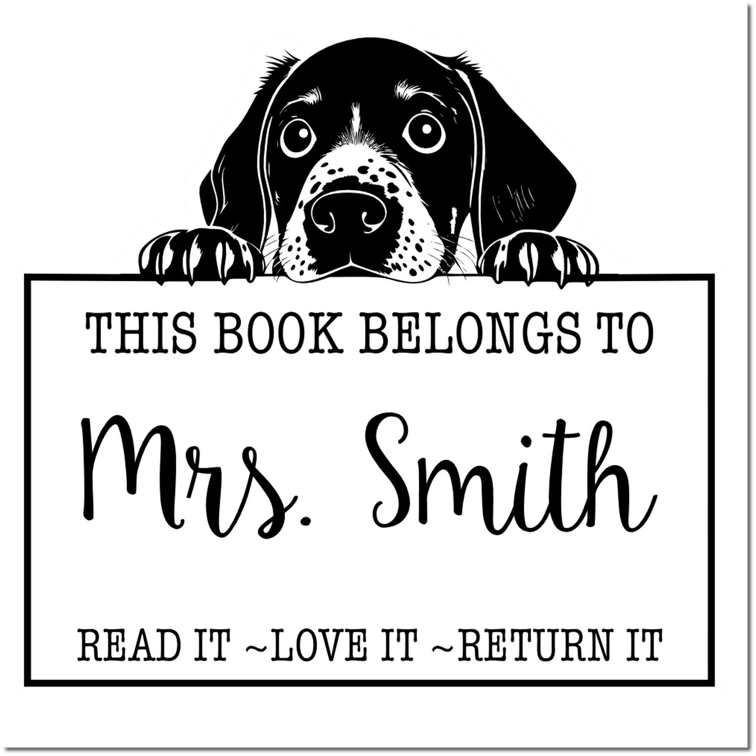Adorable Self-Inking German Shorthaired Pointer Personalized Book Label Stamp - Engineer Seal Stamps