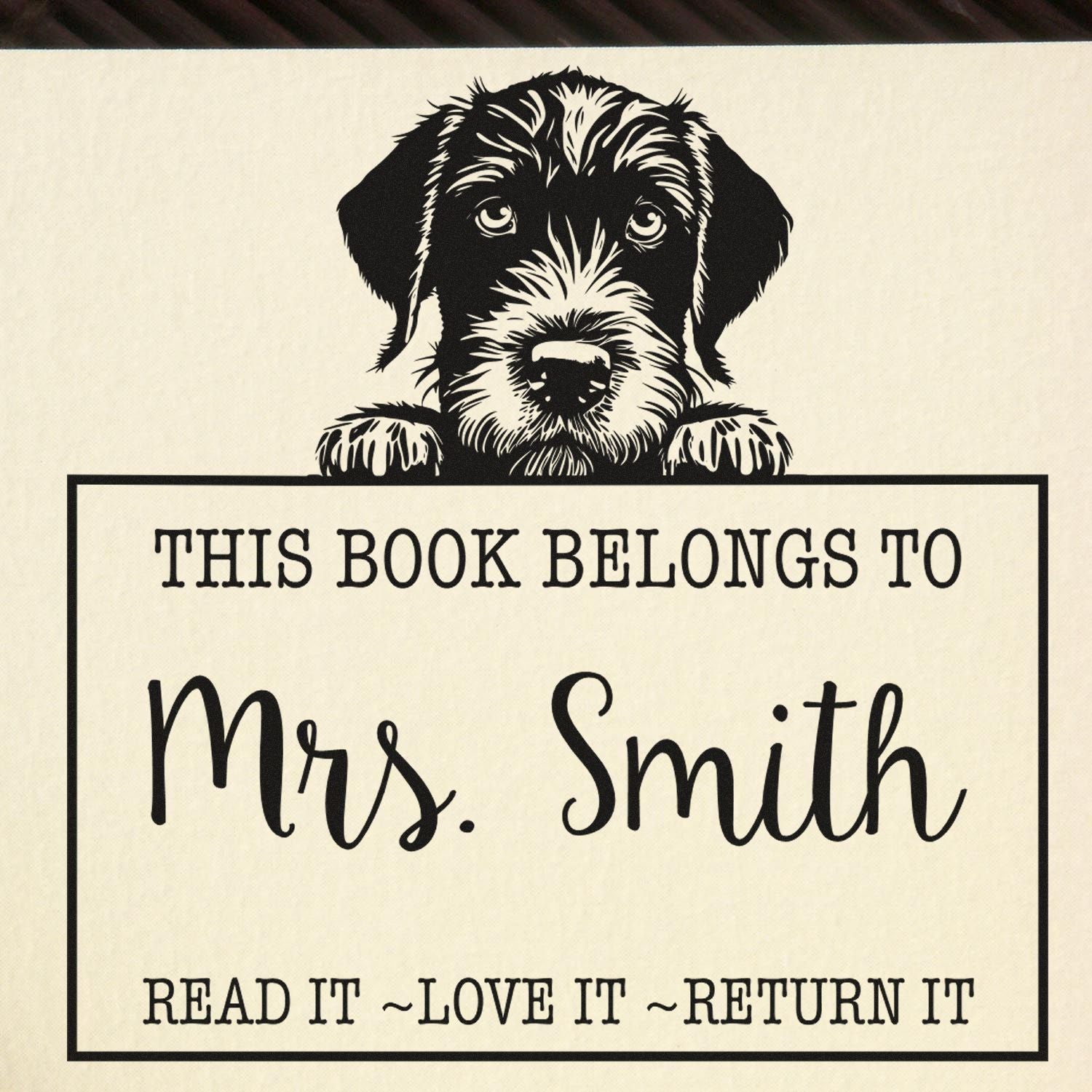 Cute Slim German Wirehaired Pointer Custom-Made Home Library Stamp - Engineer Seal Stamps