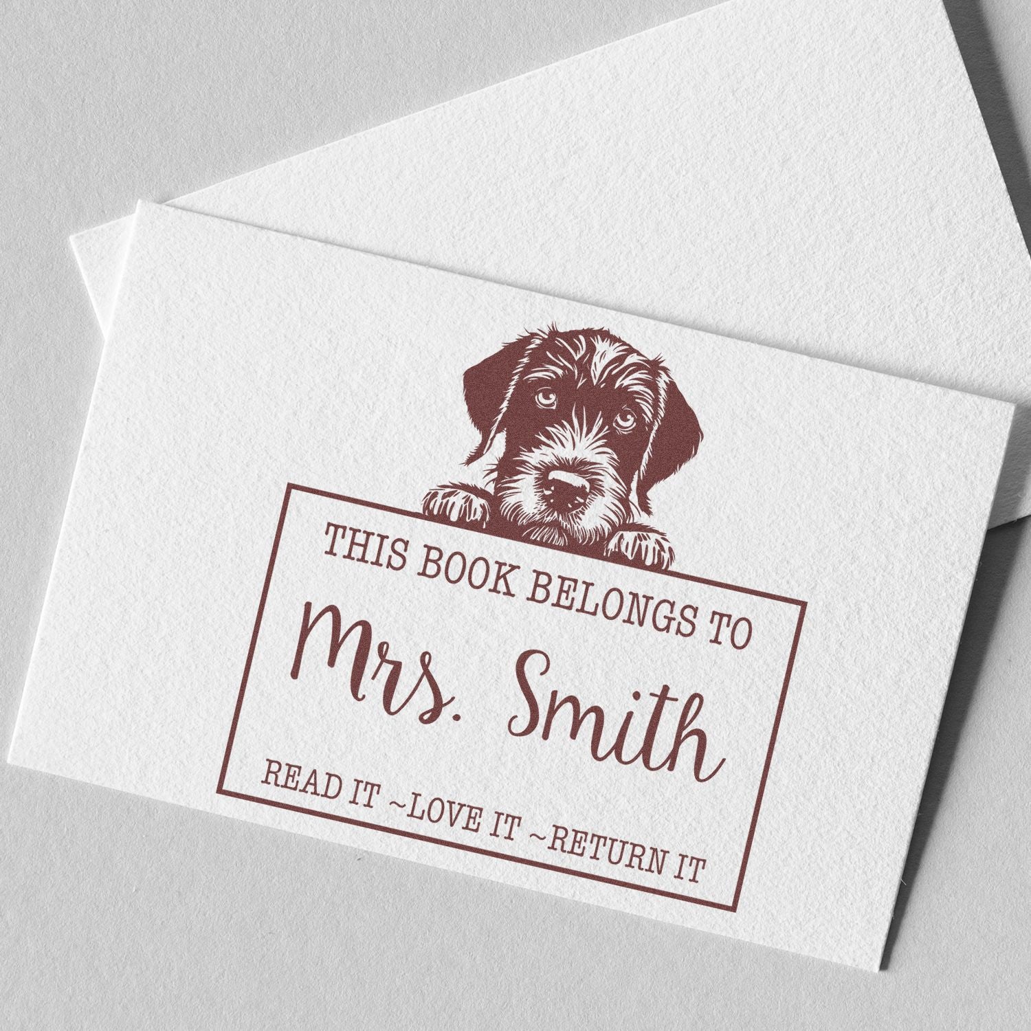 German Wirehaired Pointer Custom-Made Library Check-Out Rubber Stamp - Engineer Seal Stamps