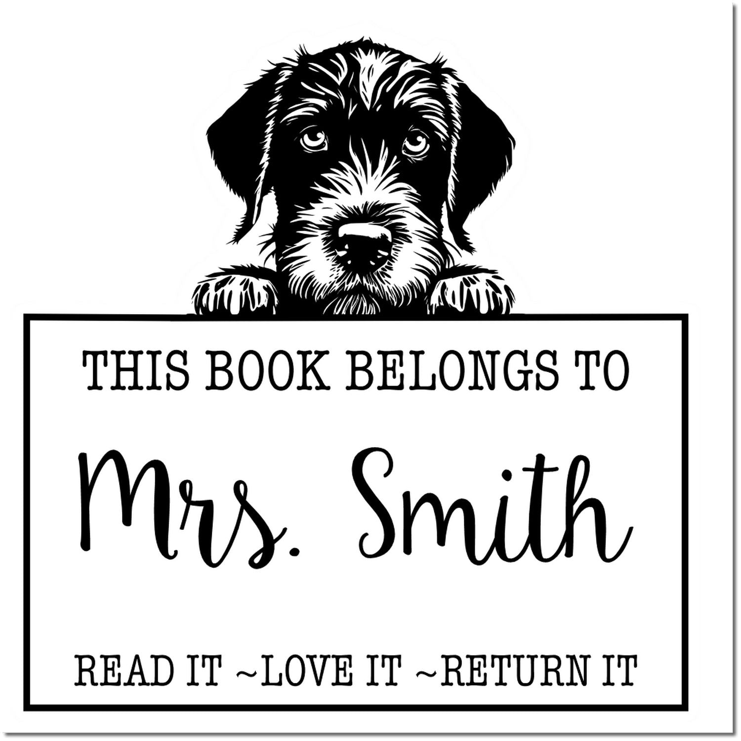 Cute Slim German Wirehaired Pointer Custom-Made Home Library Stamp - Engineer Seal Stamps