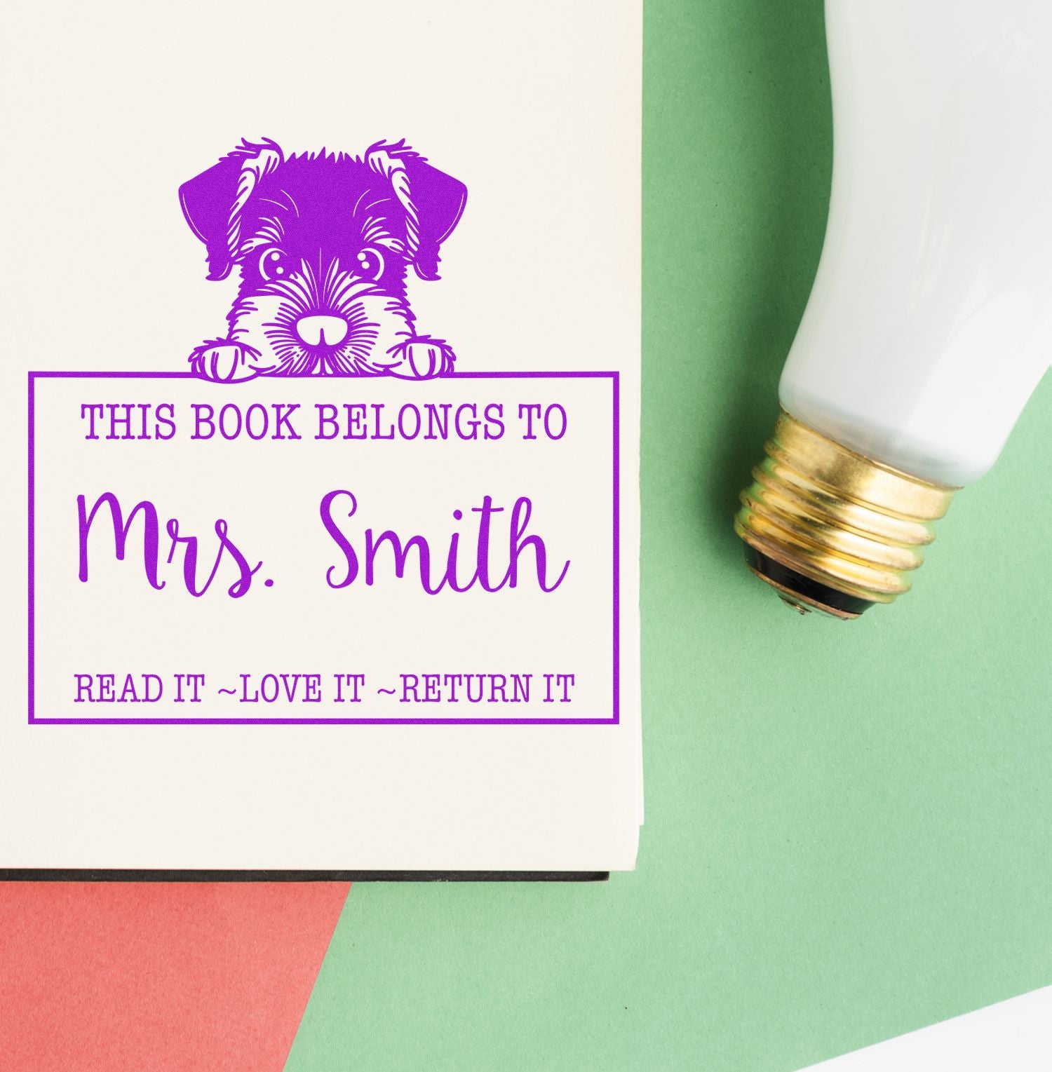 Pre-Inked Giant Schnauzer Custom Read It Love It Return It Stamp - Engineer Seal Stamps