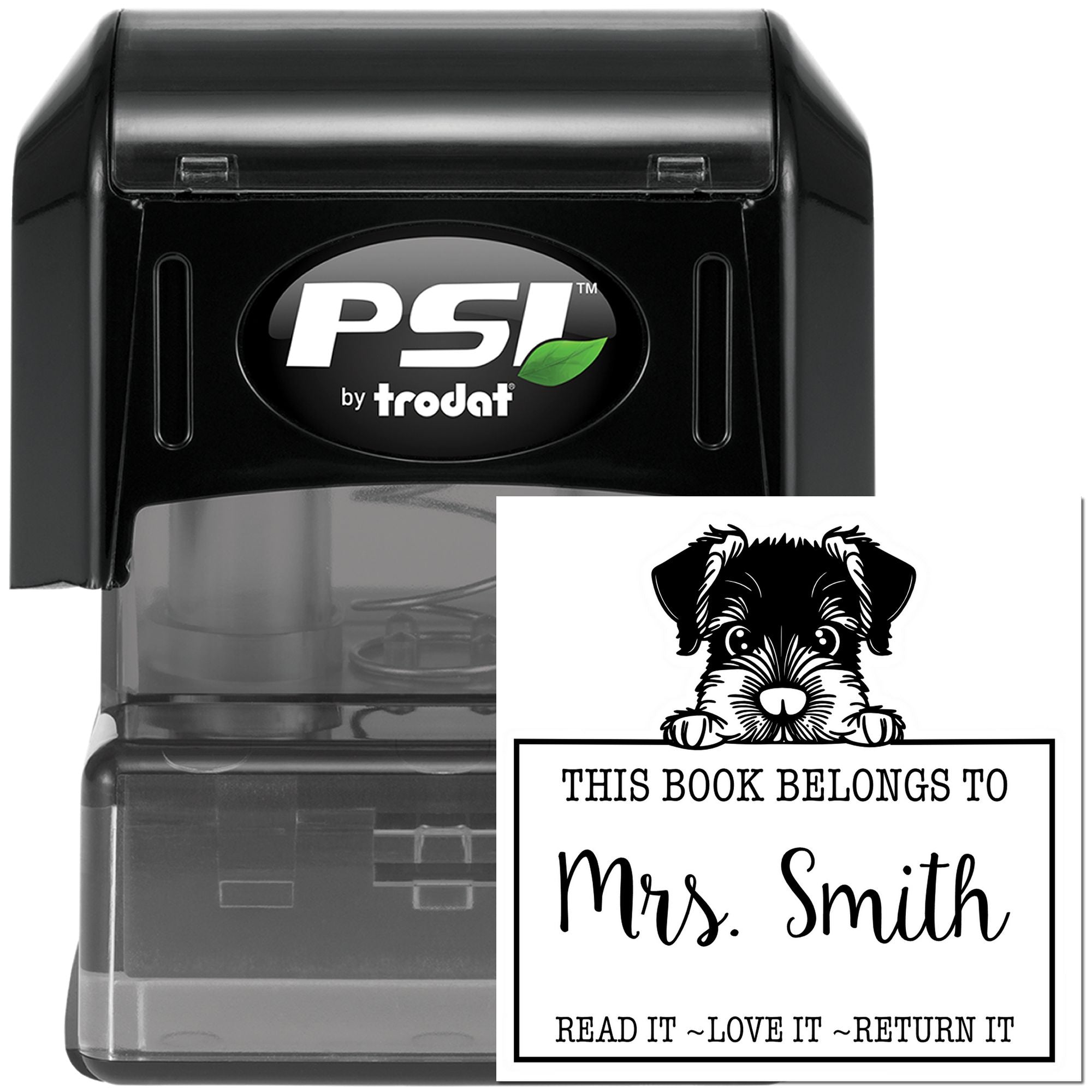 Pre-Inked Giant Schnauzer Custom Read It Love It Return It Stamp - Engineer Seal Stamps