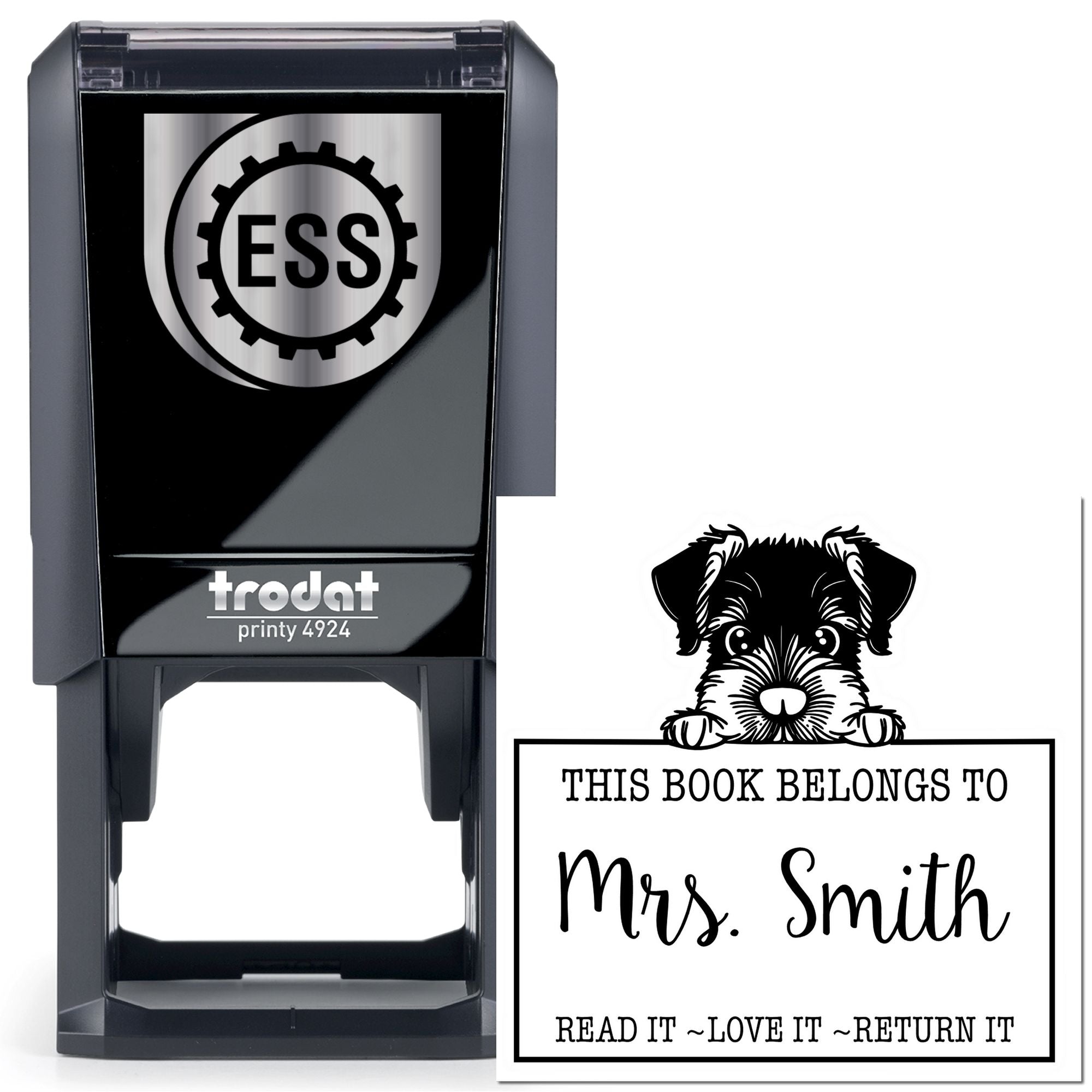 Adorable Self-Inking Giant Schnauzer Personalized Book Lover Stamp - Engineer Seal Stamps