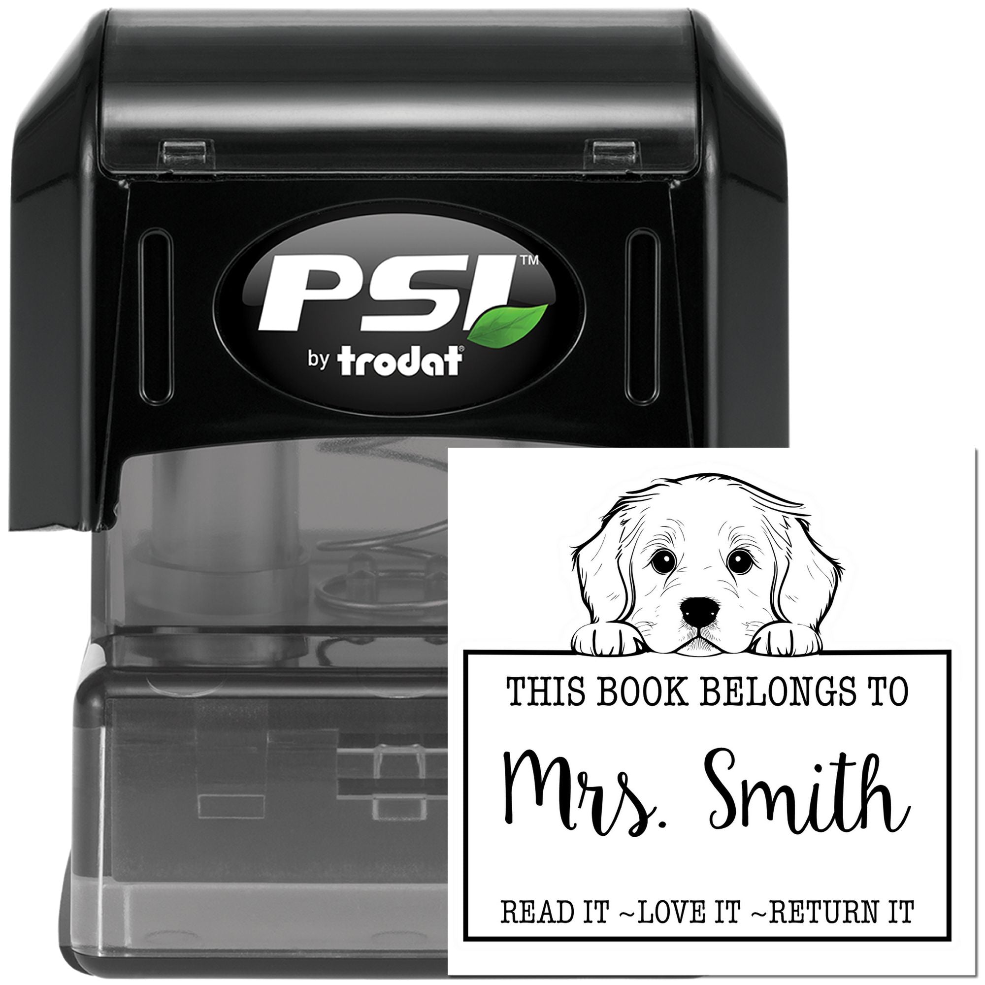 Pre-Inked Golden Retriever Custom Read It Love It Return It Teacher Stamp - Engineer Seal Stamps
