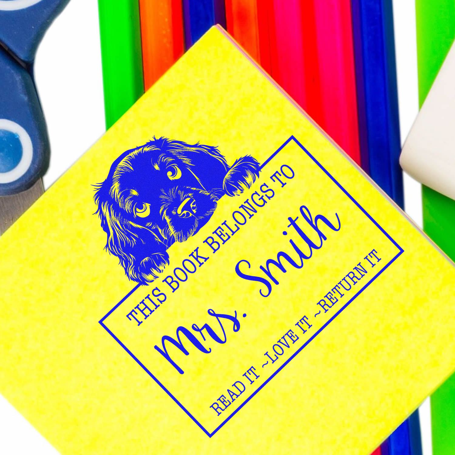 Self-Inking Gordon Setter Personalized Book Ownership Stamp - Engineer Seal Stamps