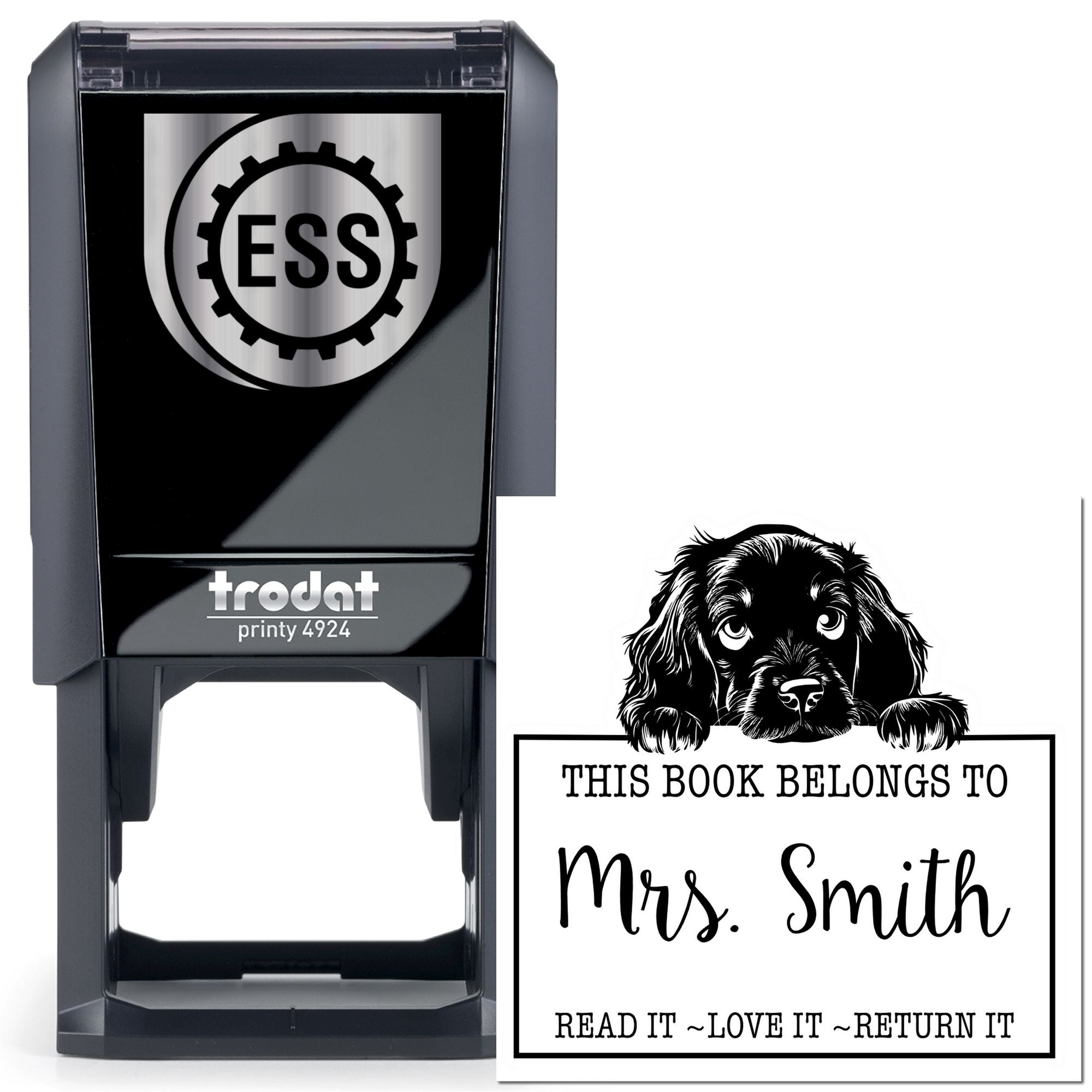 Self-Inking Gordon Setter Personalized Book Ownership Stamp - Engineer Seal Stamps