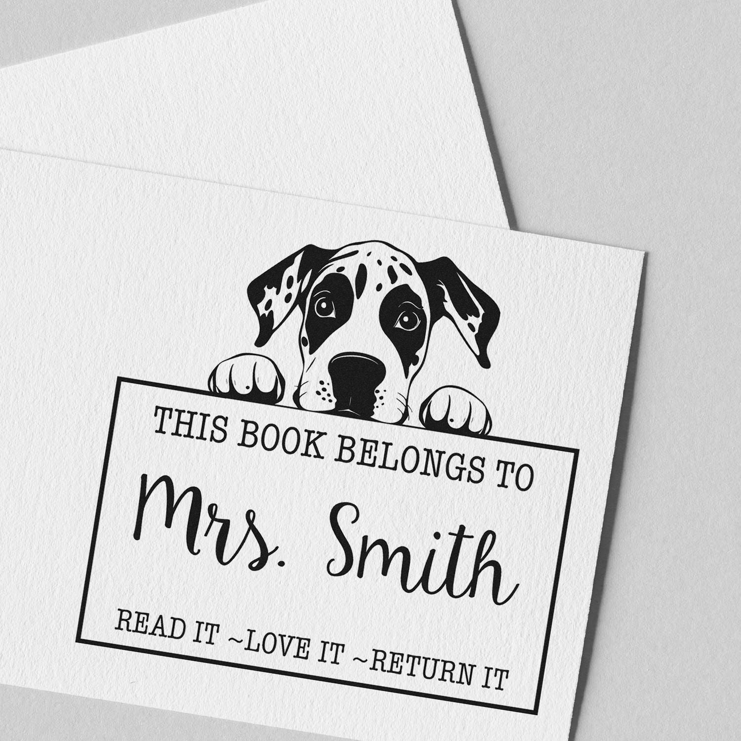 Slim Great Dane Custom-Made Bookplate Stamp - Engineer Seal Stamps