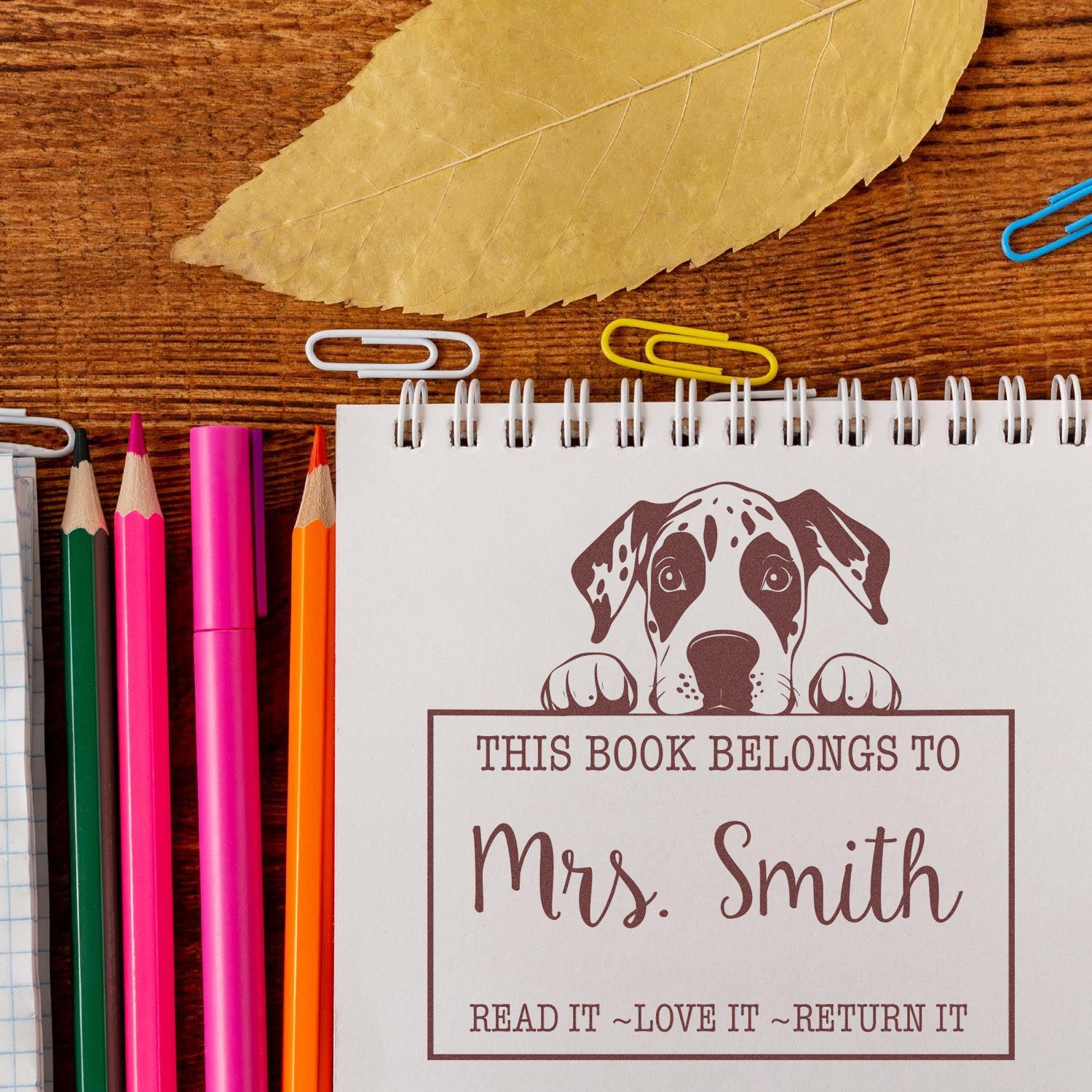 Great Dane Custom-Made Personal Library Rubber Stamp - Engineer Seal Stamps