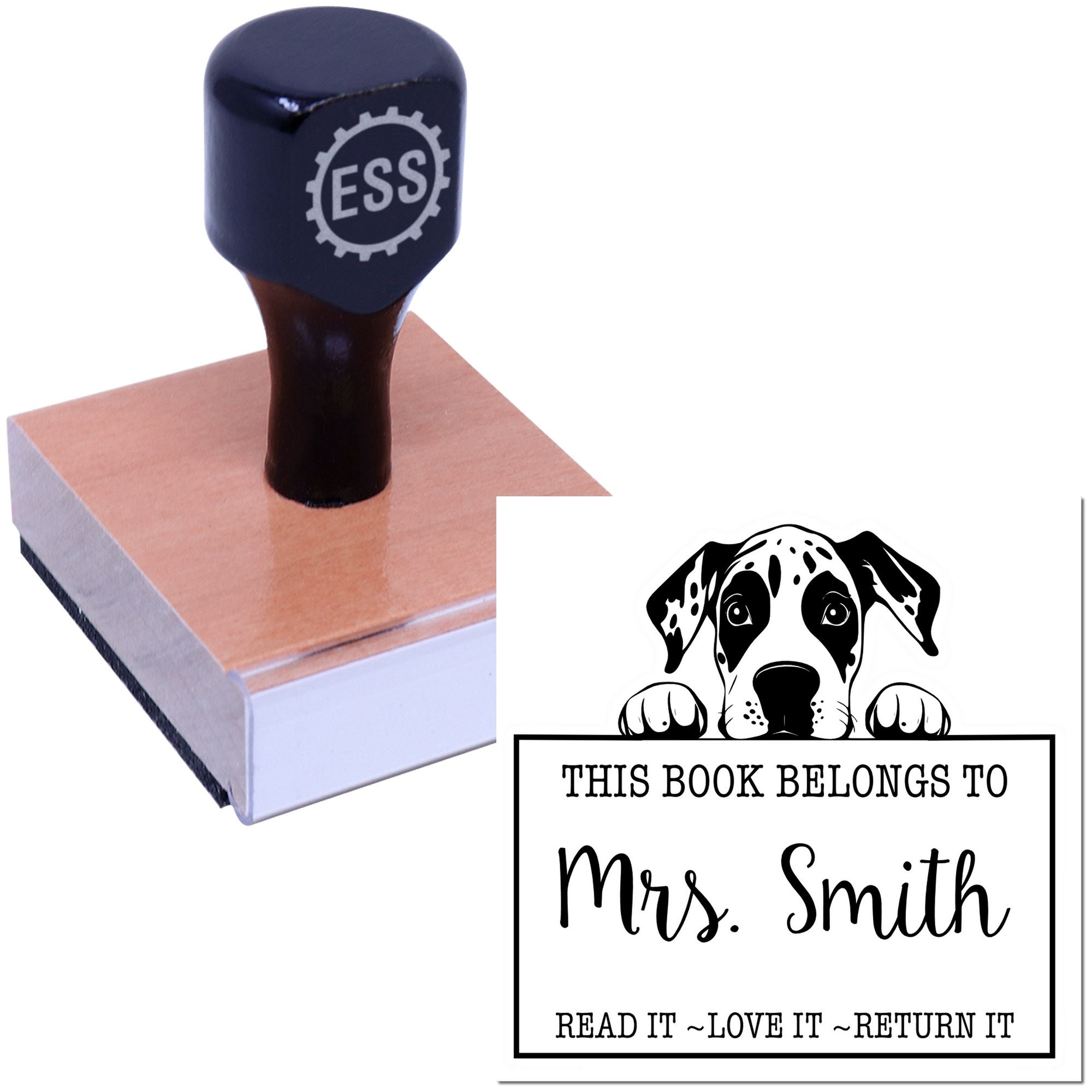 Great Dane Custom-Made Personal Library Rubber Stamp