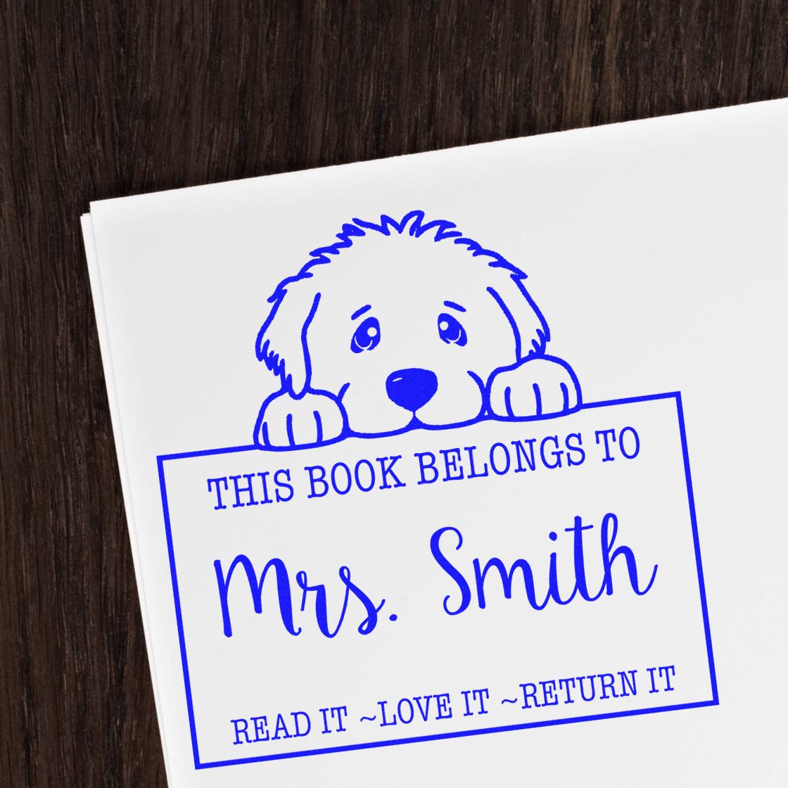 Slim Great Pyrenees Custom-Made Book Return Stamp - Engineer Seal Stamps