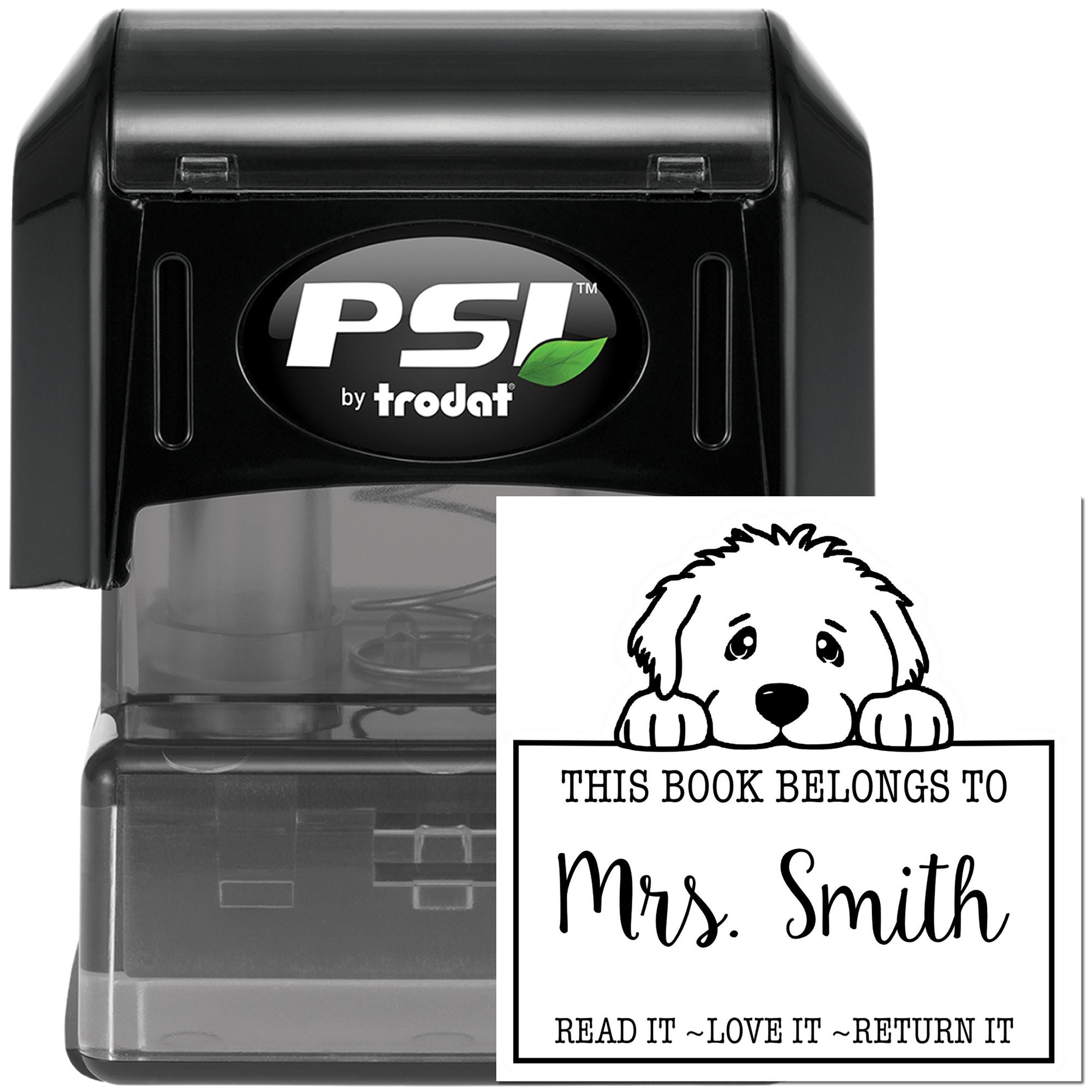 Pre-Inked Great Pyrenees Custom Return To Library Stamp - Engineer Seal Stamps