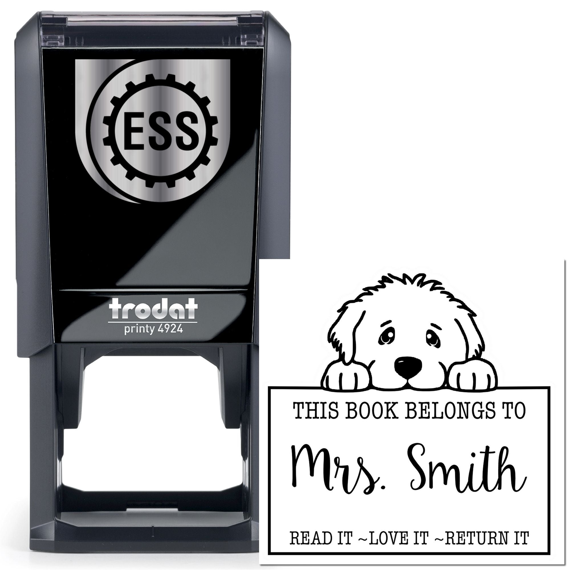 Self-Inking Great Pyrenees Personalized Book Stamp - Engineer Seal Stamps