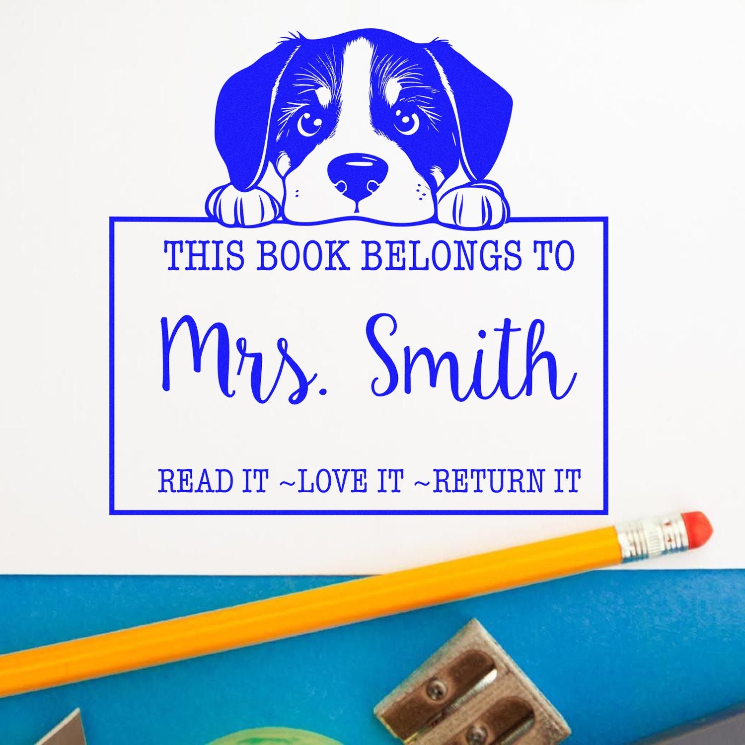 Self-Inking Greater Swiss Mountain Dog Personalized Book Return Stamp - Engineer Seal Stamps