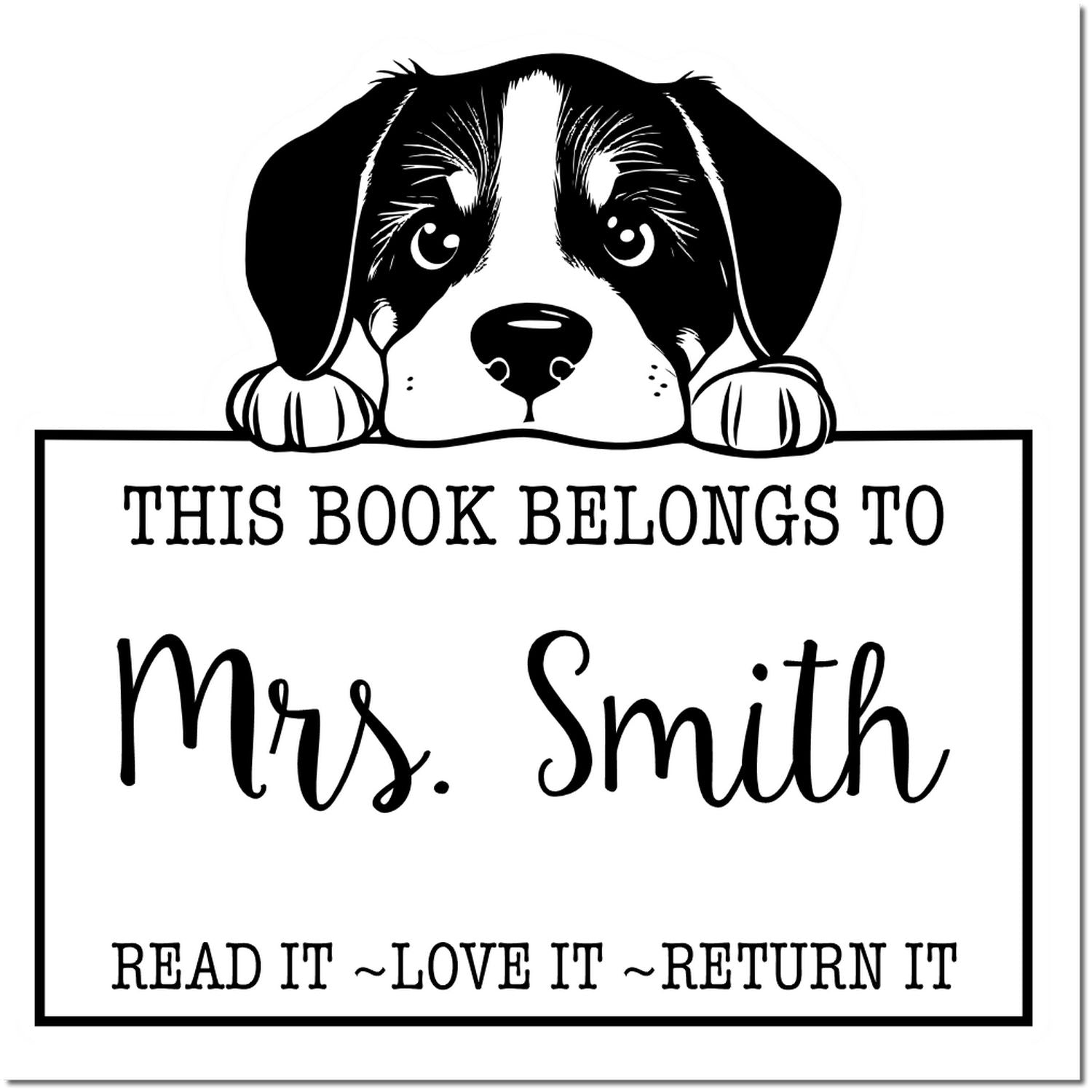 Self-Inking Greater Swiss Mountain Dog Personalized Book Return Stamp - Engineer Seal Stamps
