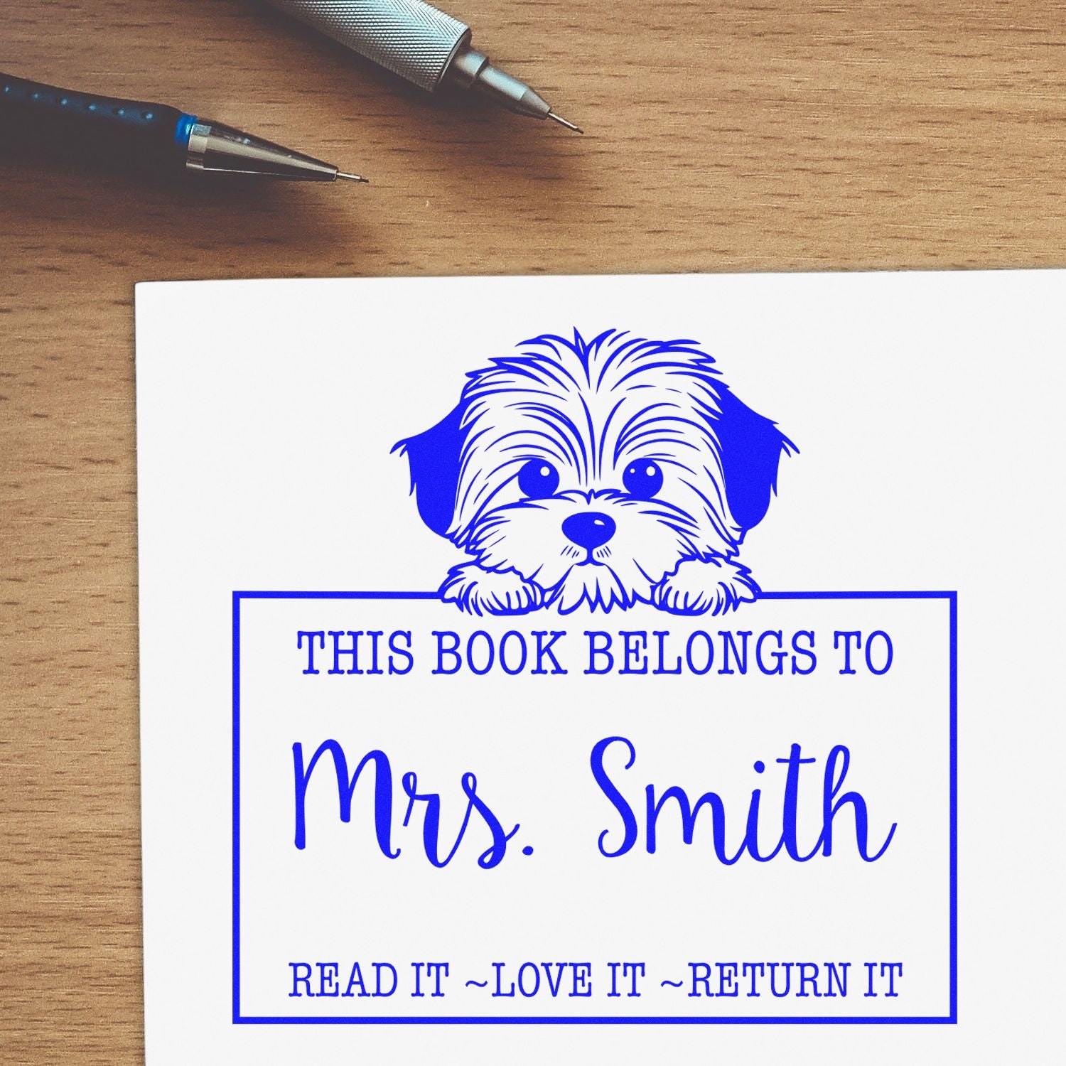 Self-Inking Havanese Personalized Bookplate Stamp - Engineer Seal Stamps