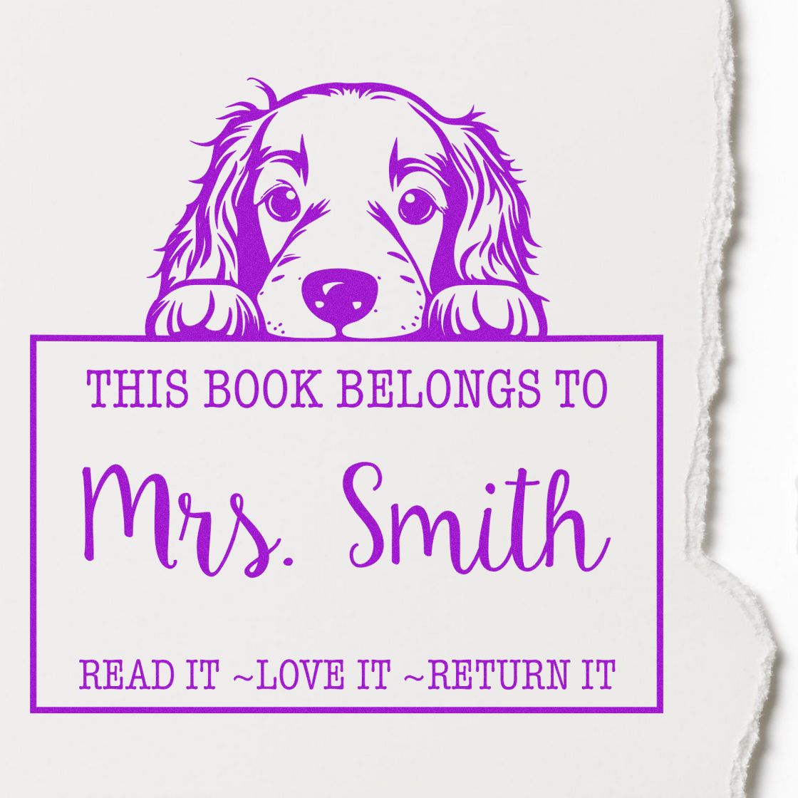 Adorable Irish Setter Custom-Made Read It Love It Return It Book Rubber Stamp - Engineer Seal Stamps