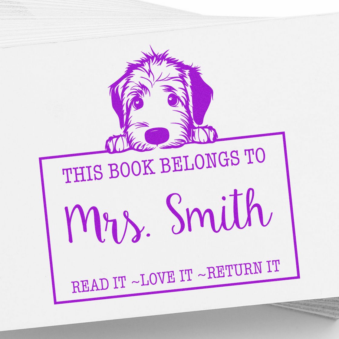 Adorable Irish Wolfhound Custom-Made Read It Love It Return It Custom Made Rubber Stamp - Engineer Seal Stamps