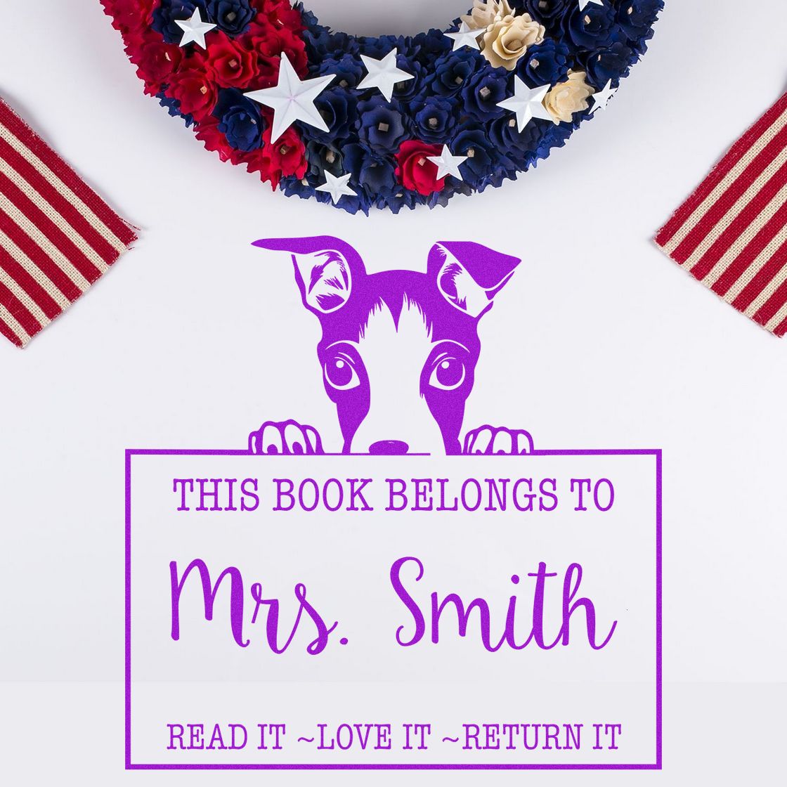 Adorable Italian Greyhound Custom-Made Read It Love It Return It Custom Rubber Stamp - Engineer Seal Stamps