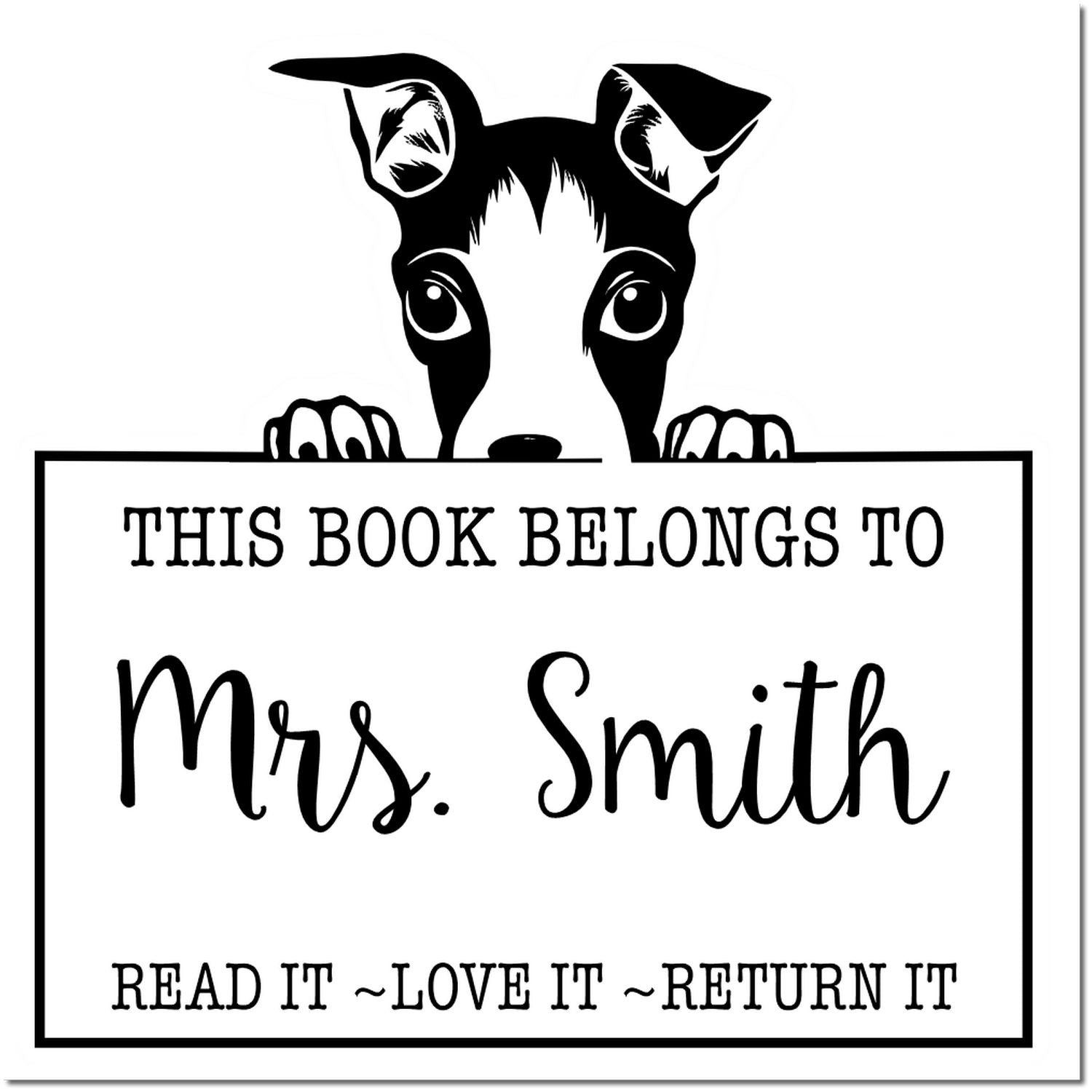 Adorable Italian Greyhound Custom-Made Read It Love It Return It Custom Rubber Stamp - Engineer Seal Stamps