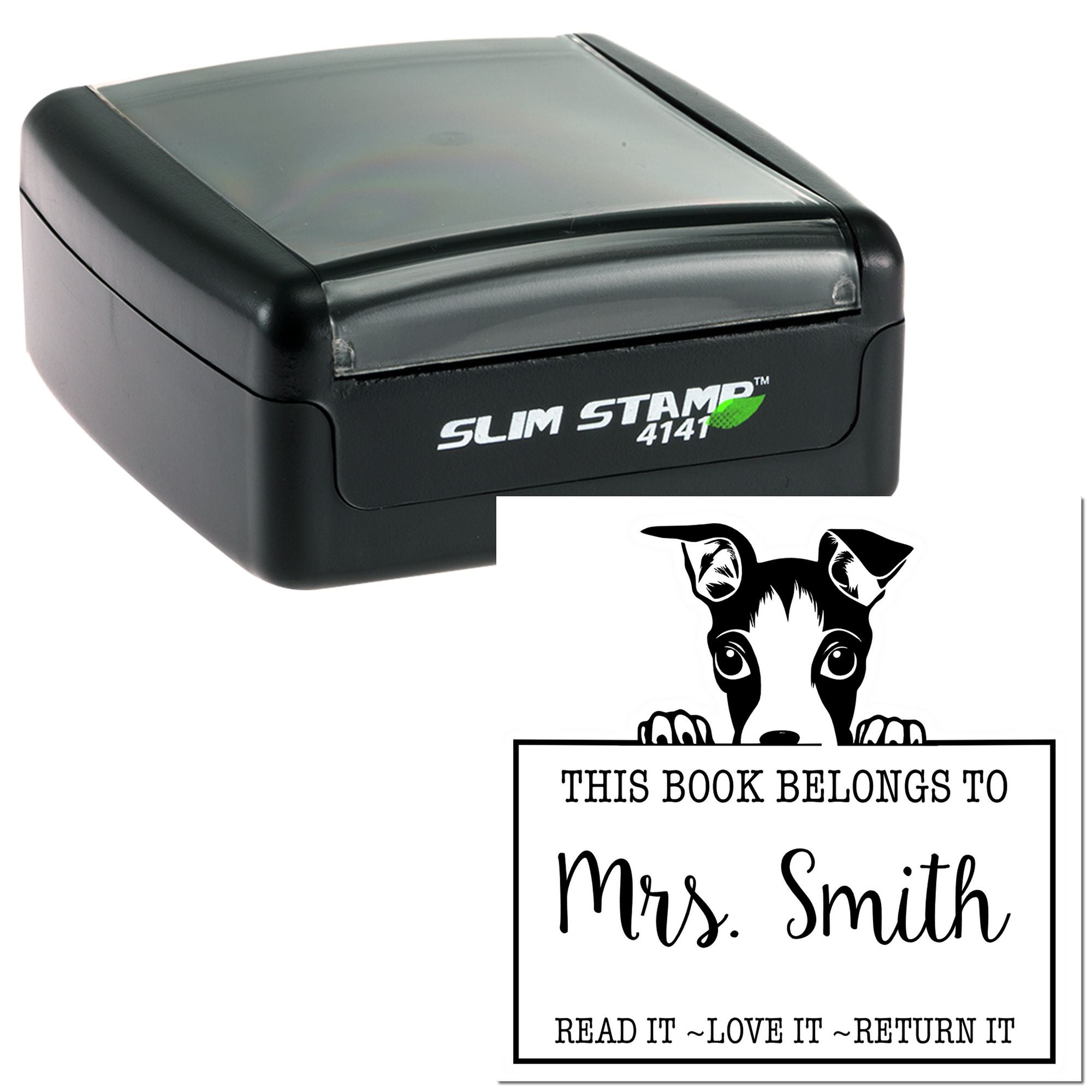 Slim Italian Greyhound Custom-Made Book Lending Stamp - Engineer Seal Stamps