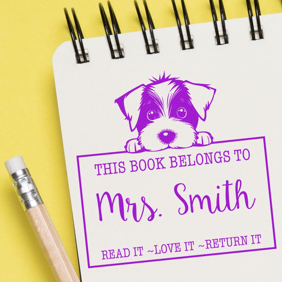 Adorable Jack Russell Custom-Made Read It Love It Return It Customizable Rubber Stamp - Engineer Seal Stamps
