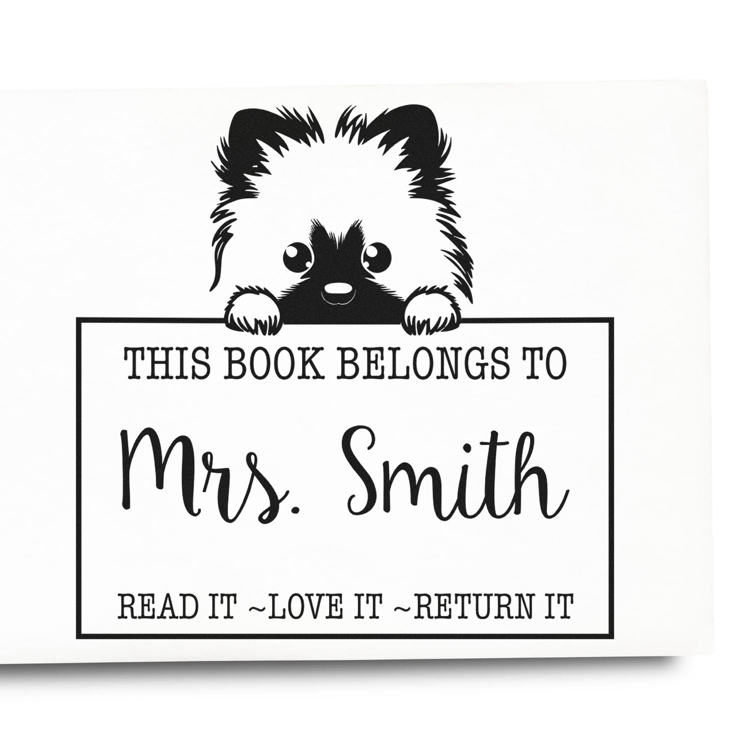 Adorable Keeshond Custom-Made Read It Love It Return It Customized Rubber Stamp - Engineer Seal Stamps