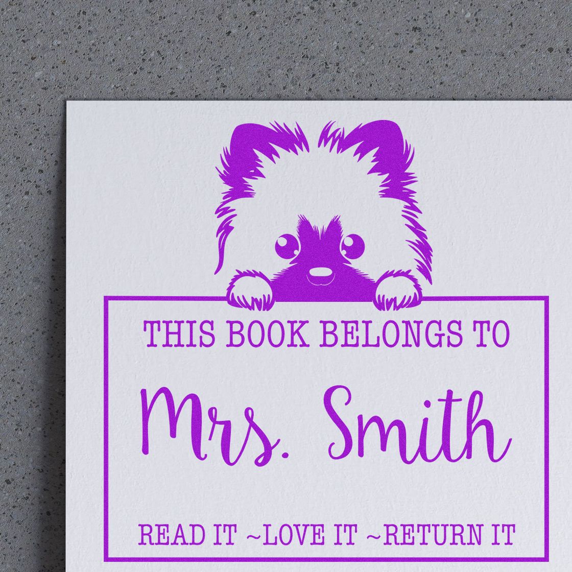 Self-Inking Keeshond Personalized Librarian Stamp - Engineer Seal Stamps