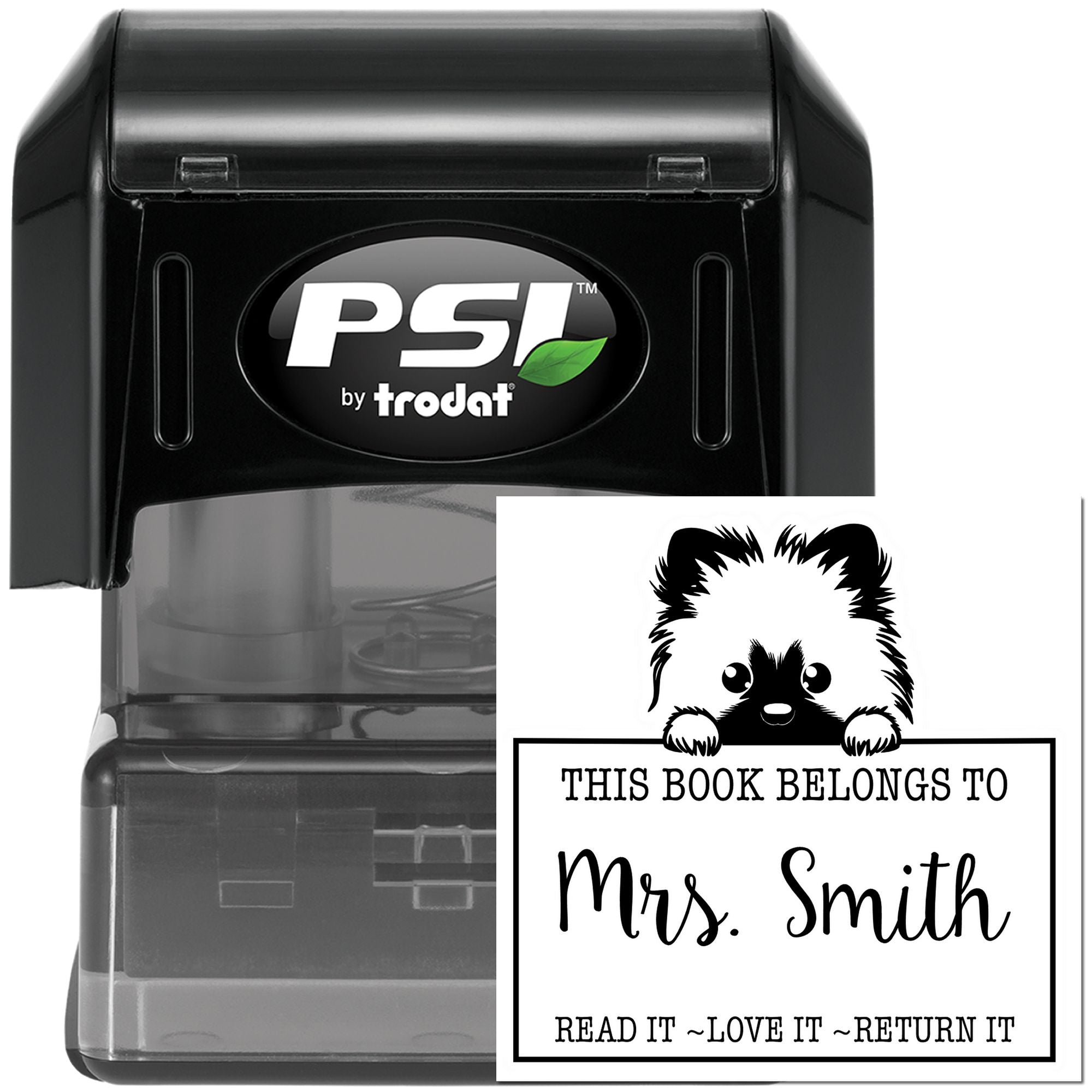 Pre-Inked Keeshond Personalized Read It Love It Stamp - Engineer Seal Stamps