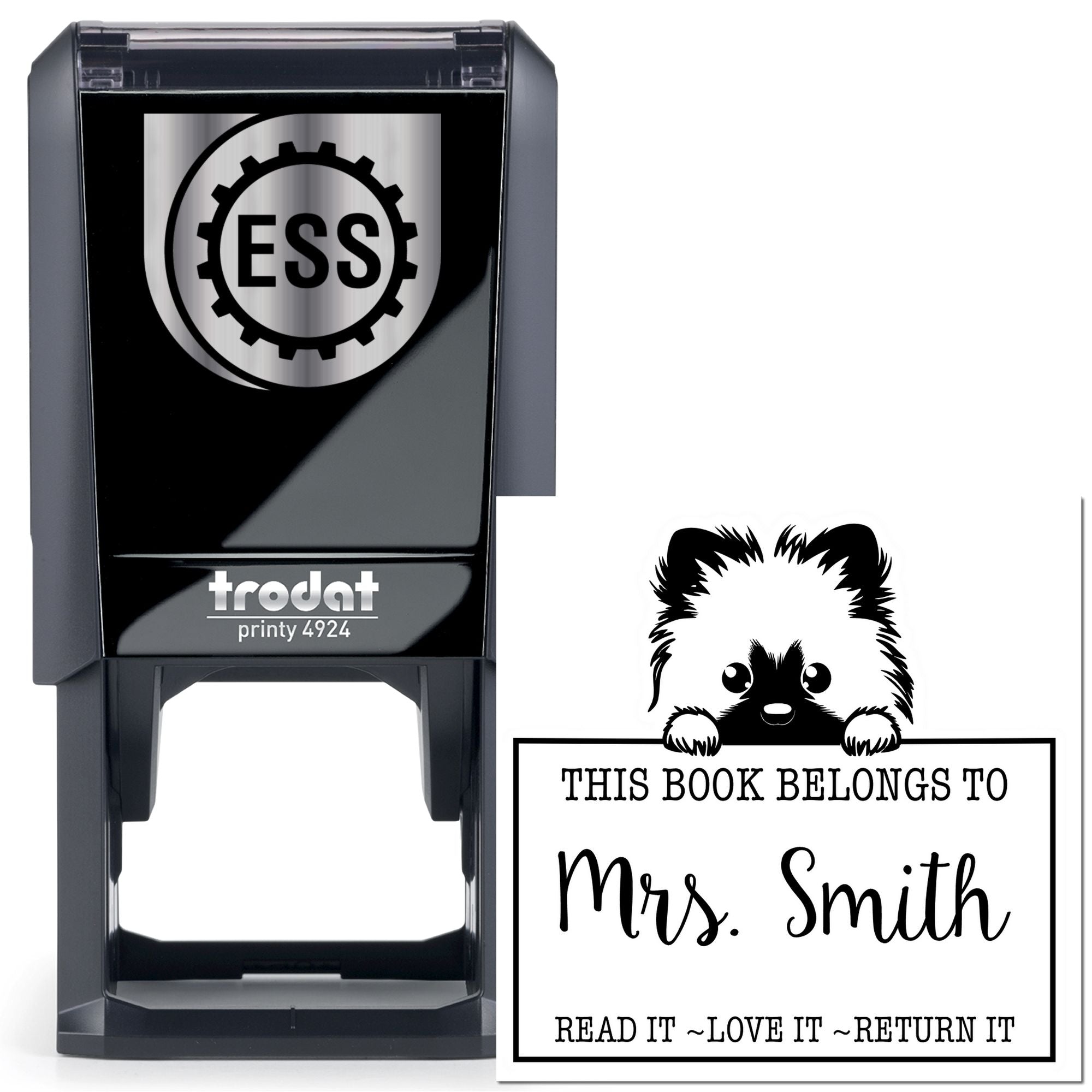 Self-Inking Keeshond Personalized Librarian Stamp - Engineer Seal Stamps