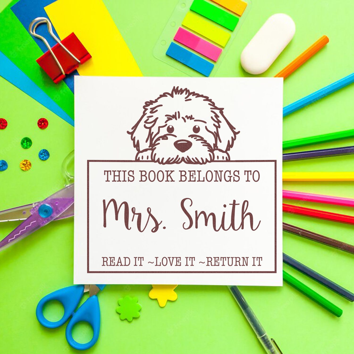 Slim Labradoodle Custom-Made Book Circulation Stamp - Engineer Seal Stamps