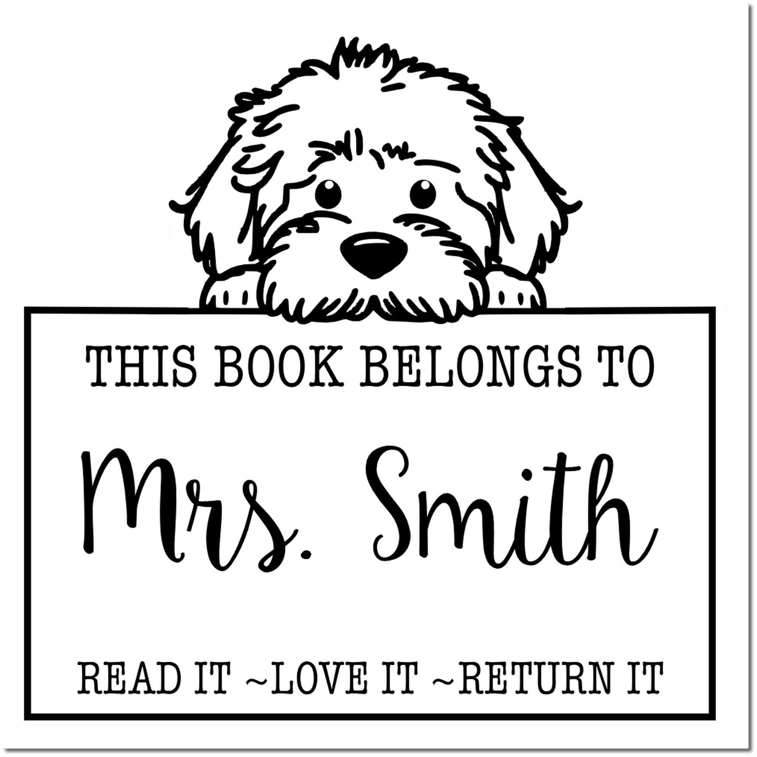 Labradoodle Custom-Made Read It Love It Return It For Book Clubs Rubber Stamp - Engineer Seal Stamps