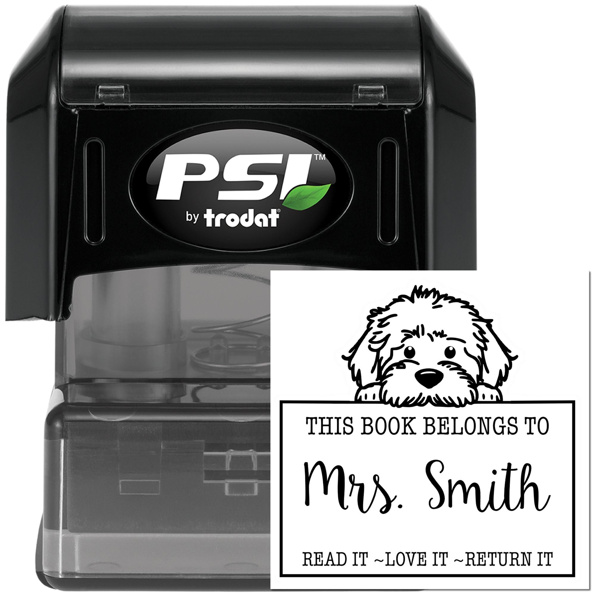 Pre-Inked Labradoodle Personalized Read It Love It Return It Teacher Stamp - Engineer Seal Stamps