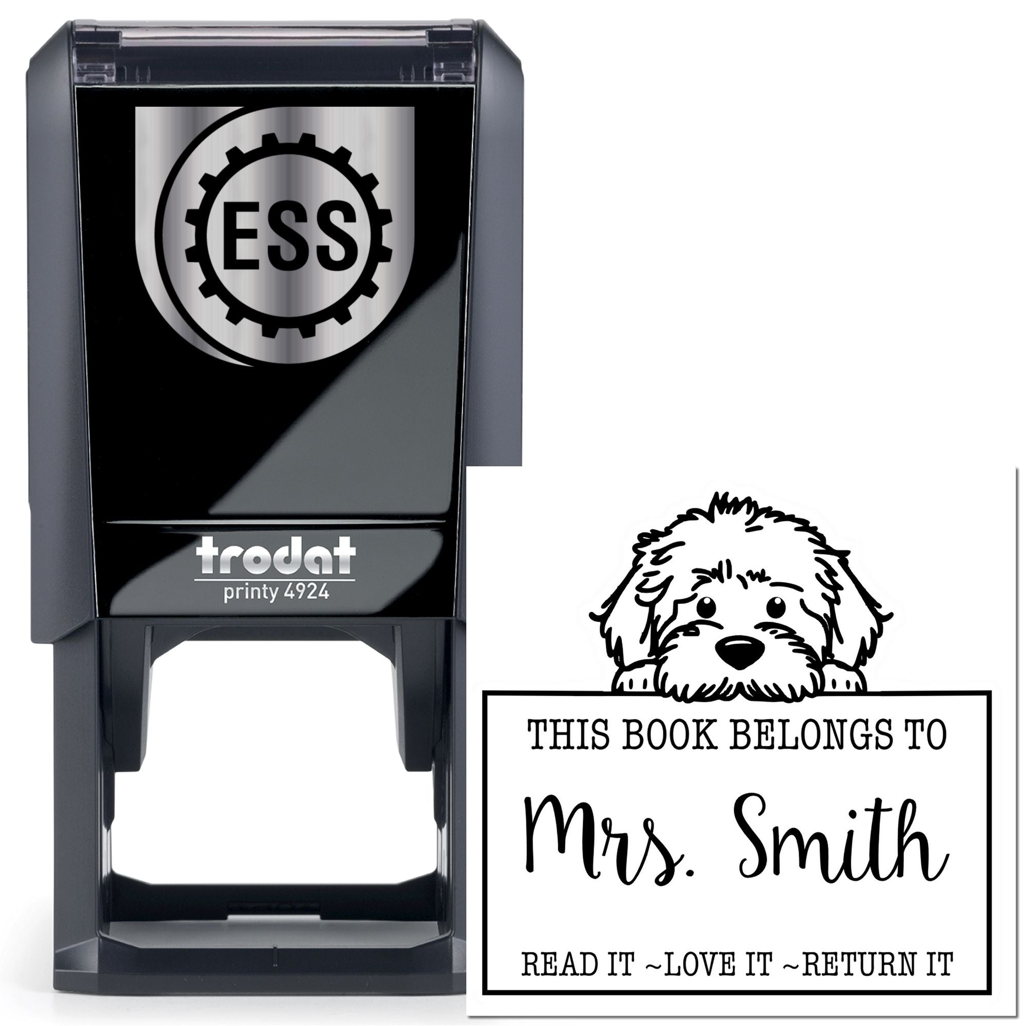 Self-Inking Labradoodle Personalized Library Book Stamp - Engineer Seal Stamps