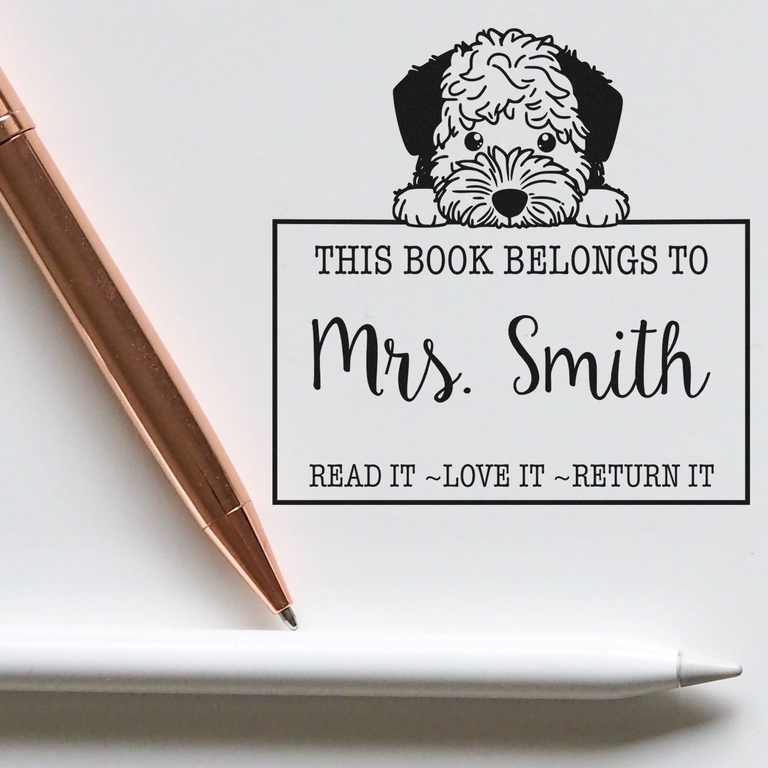 Pre-Inked Lagotto Romagnolo Personalized Read It Love It Return It Rubber Stamp - Engineer Seal Stamps