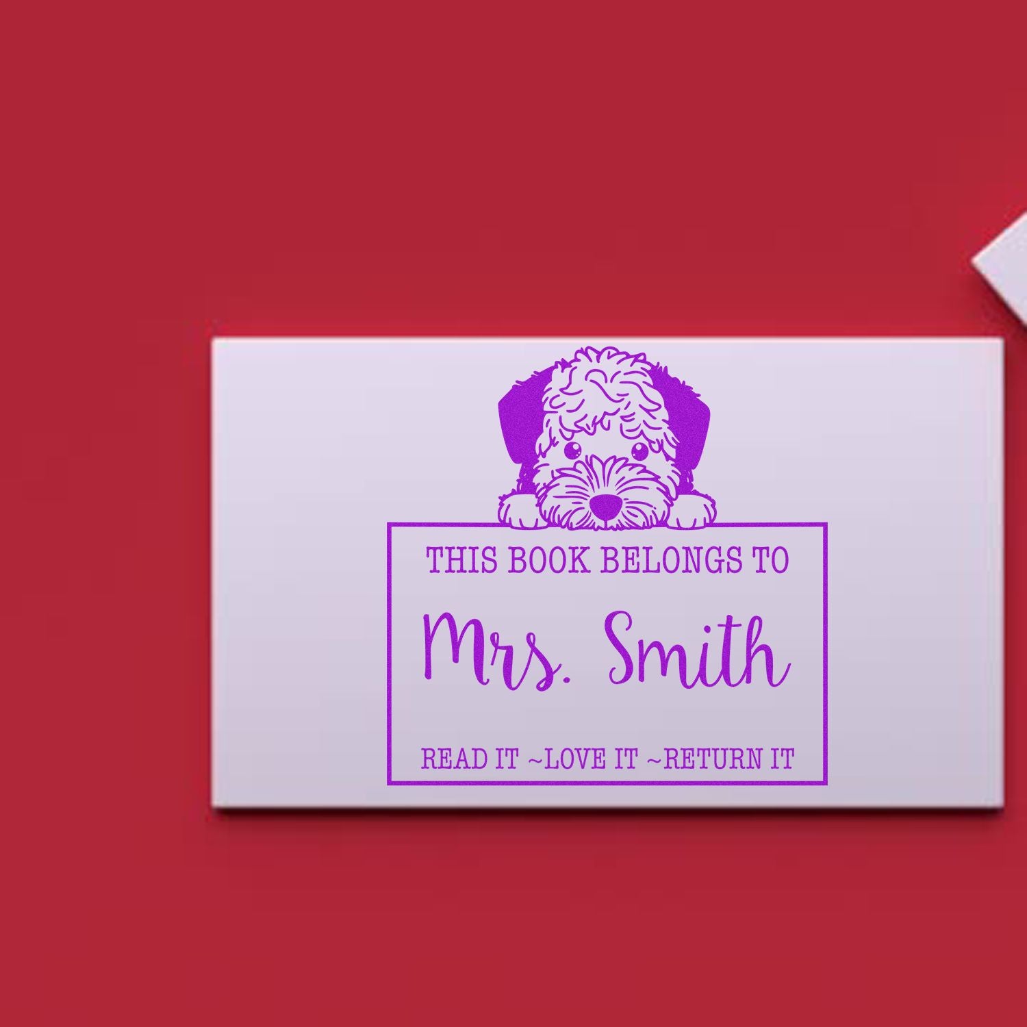 Cute Self-Inking Lagotto Romagnolo Personalized Library Name Stamp - Engineer Seal Stamps