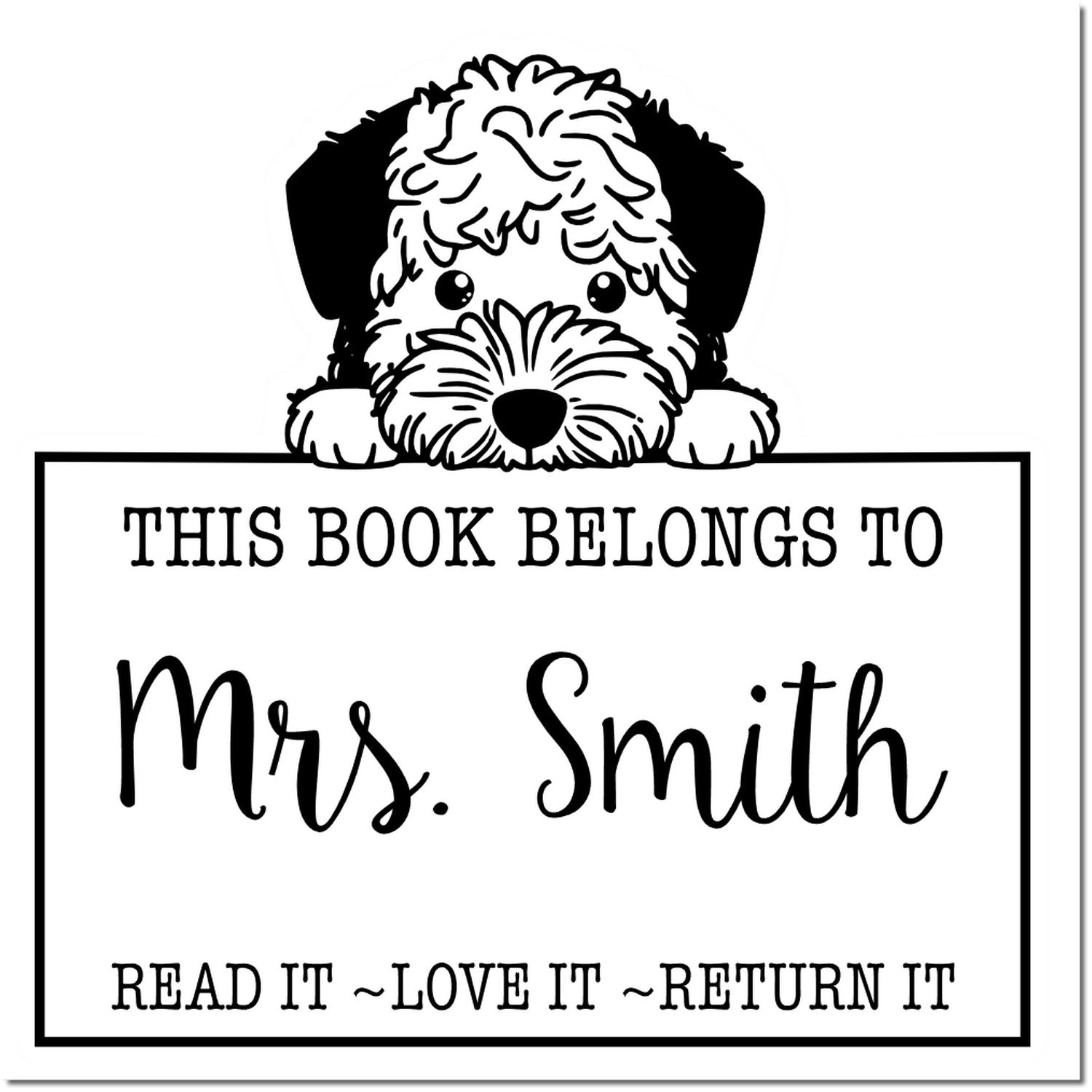 Pre-Inked Lagotto Romagnolo Personalized Read It Love It Return It Rubber Stamp - Engineer Seal Stamps