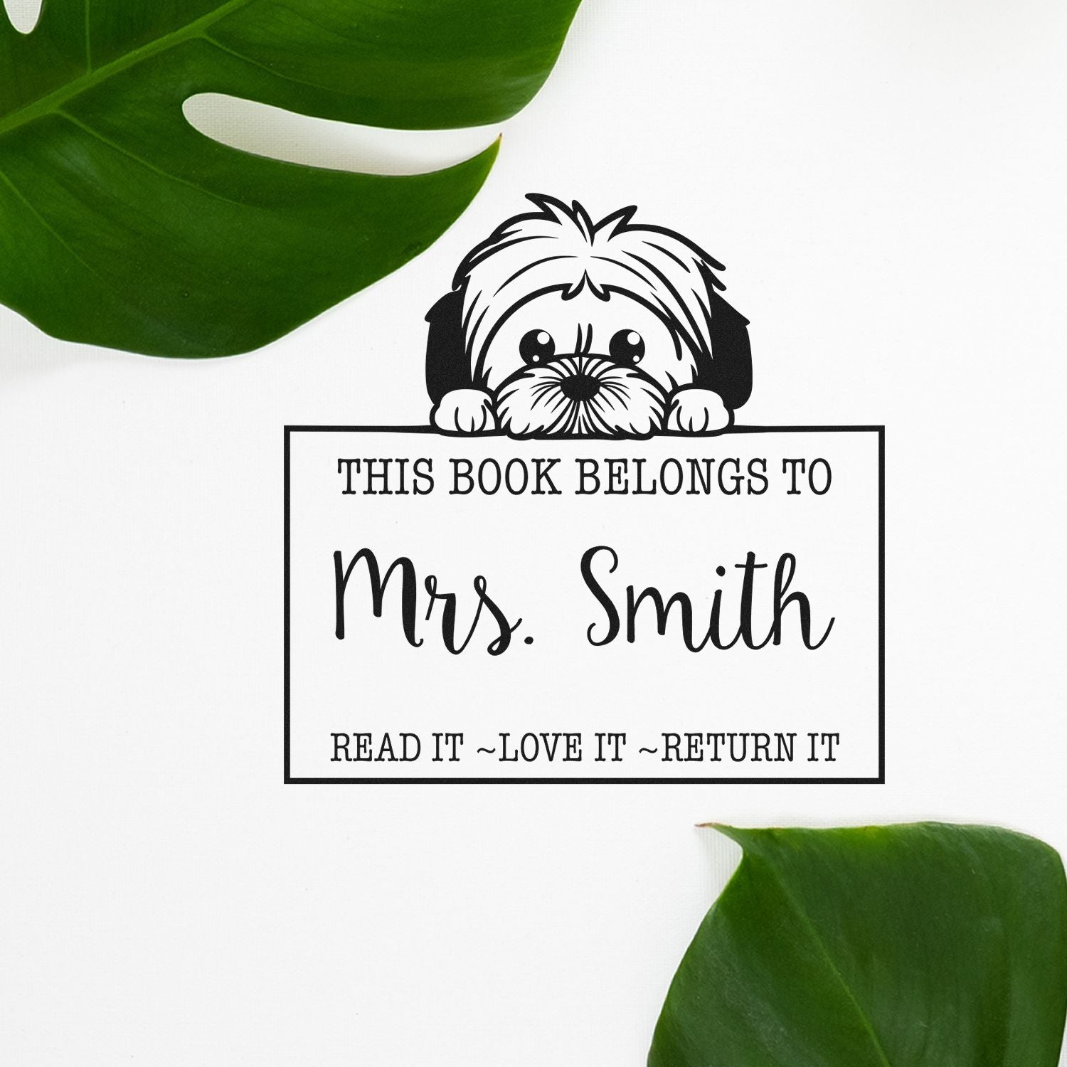 Pre-Inked Lhasa Apso Personalized Read It Love It Return It Personalized Stamp - Engineer Seal Stamps