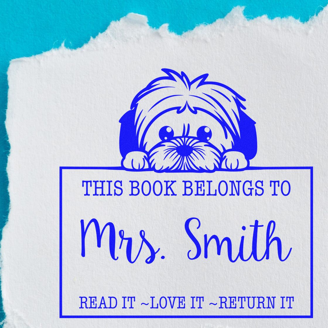 Slim Lhasa Apso Customized This Book Belongs To Stamp - Engineer Seal Stamps